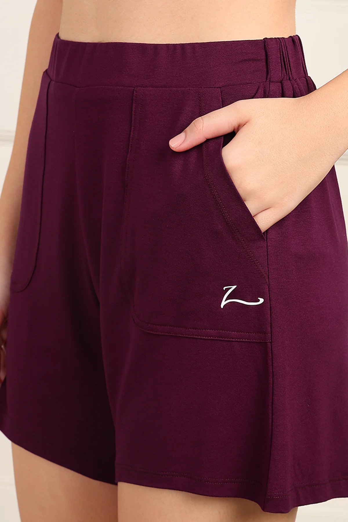 Burgundy Maternity Nursing Top & Shorts Set - Image 6