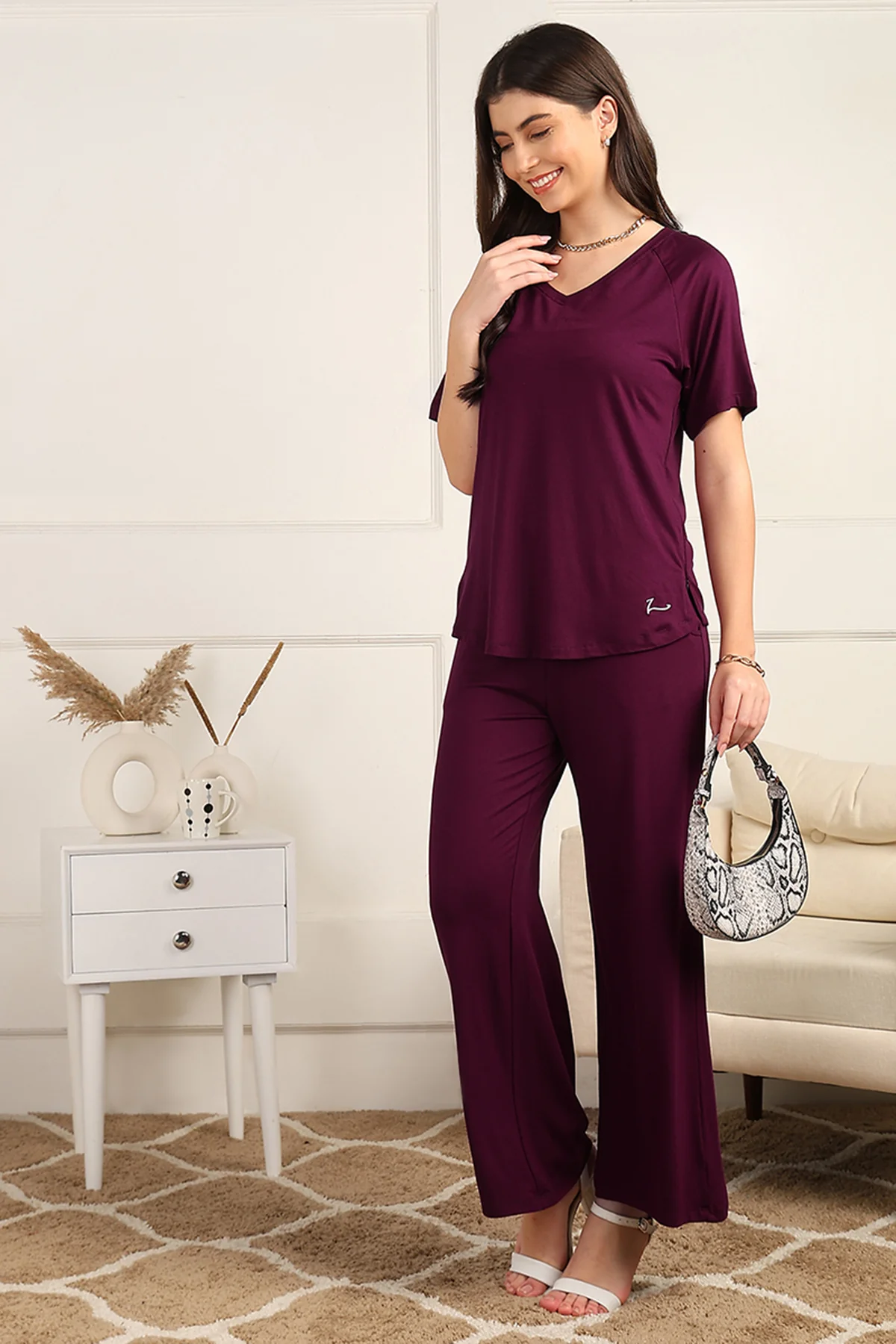 Burgundy Maternity Pajama Set - Image 10