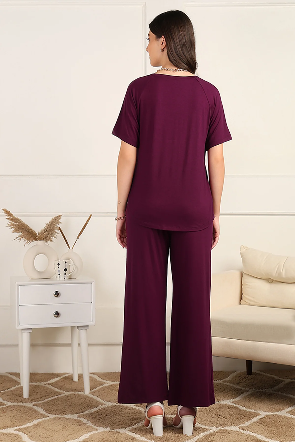 Burgundy Maternity Pajama Set - Image 6