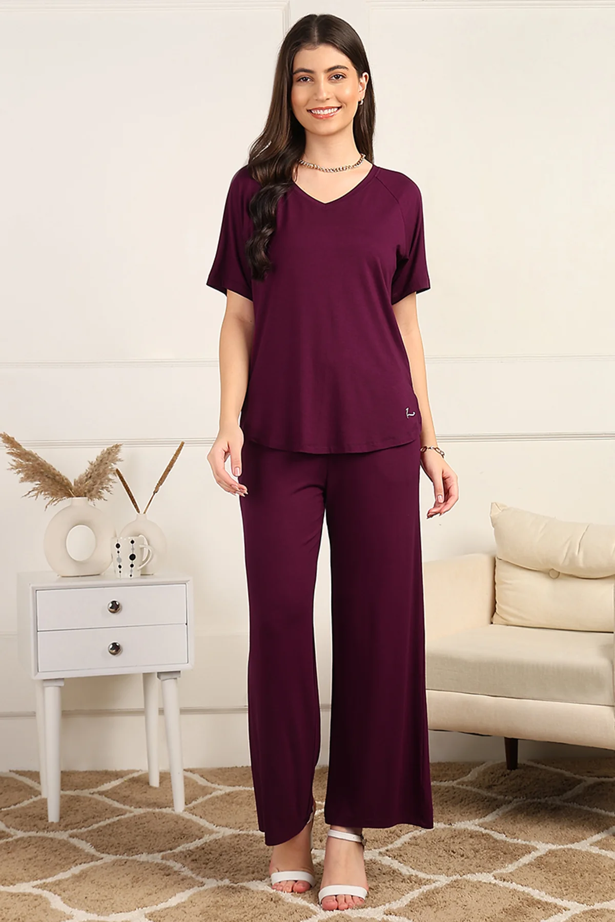 Burgundy Maternity Pajama Set - Image 8