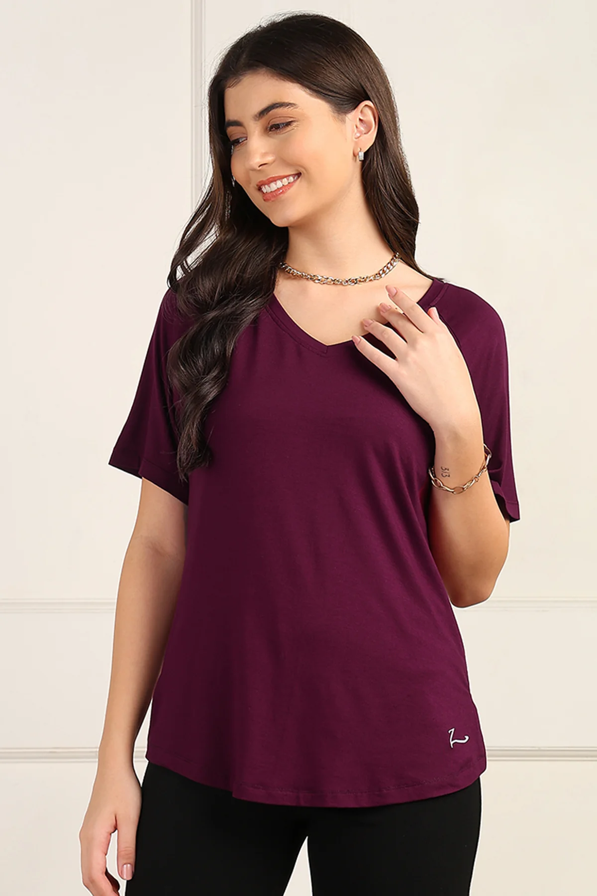 Burgundy Solid Nursing Top with Side Zip Access - Image 10