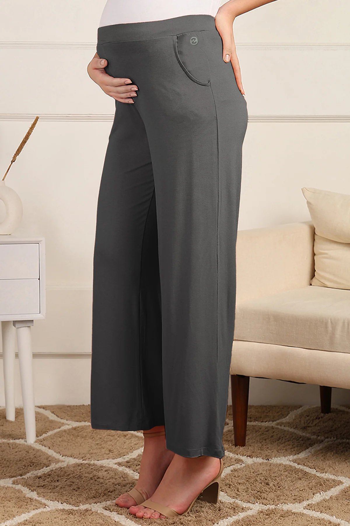 Charcoal Grey Maternity Pajama Set - Image 10