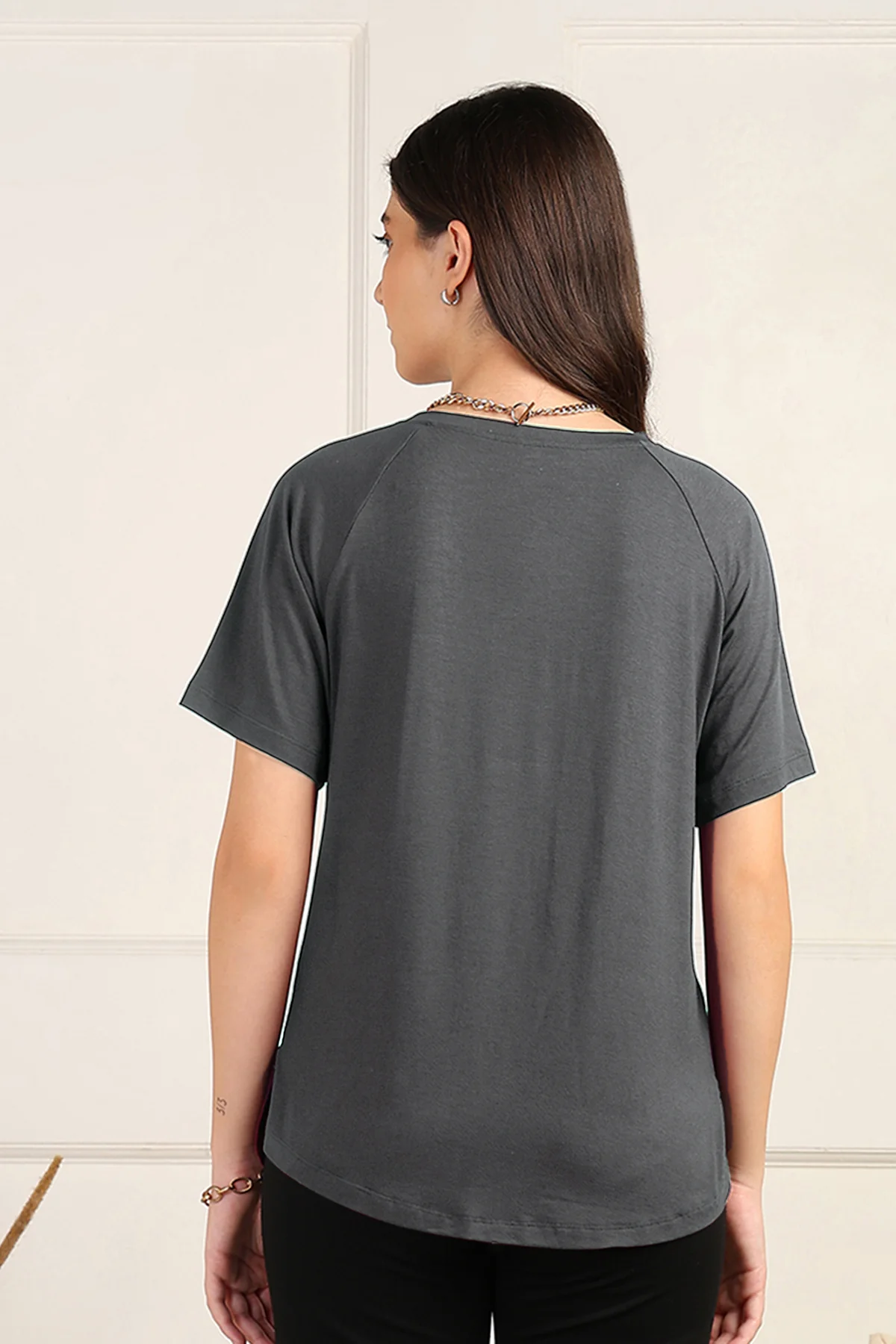 Charcoal Grey Maternity Pajama Set - Image 6