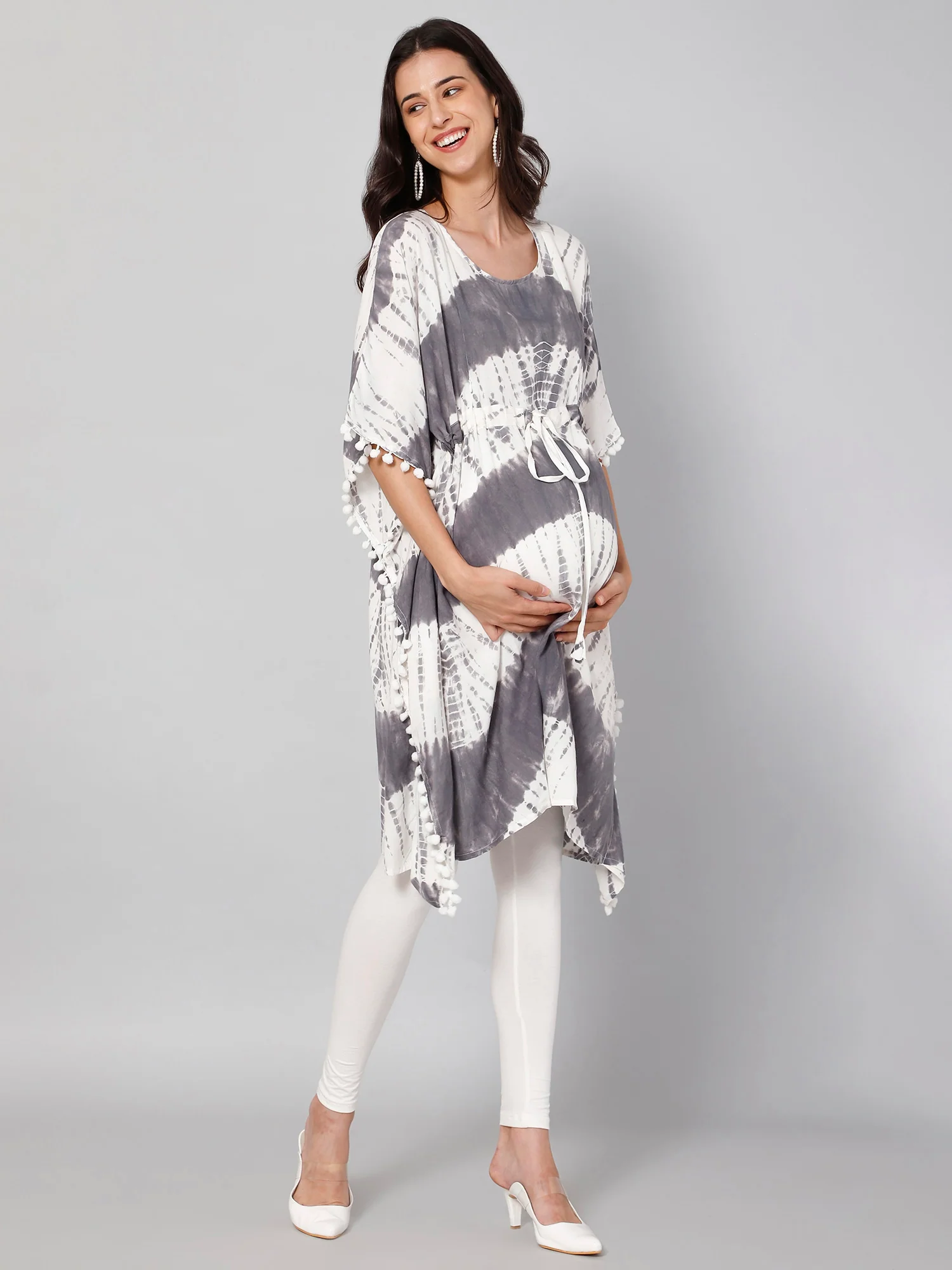 Silvery Maternity Nursing Kaftan Long Top - Image 3