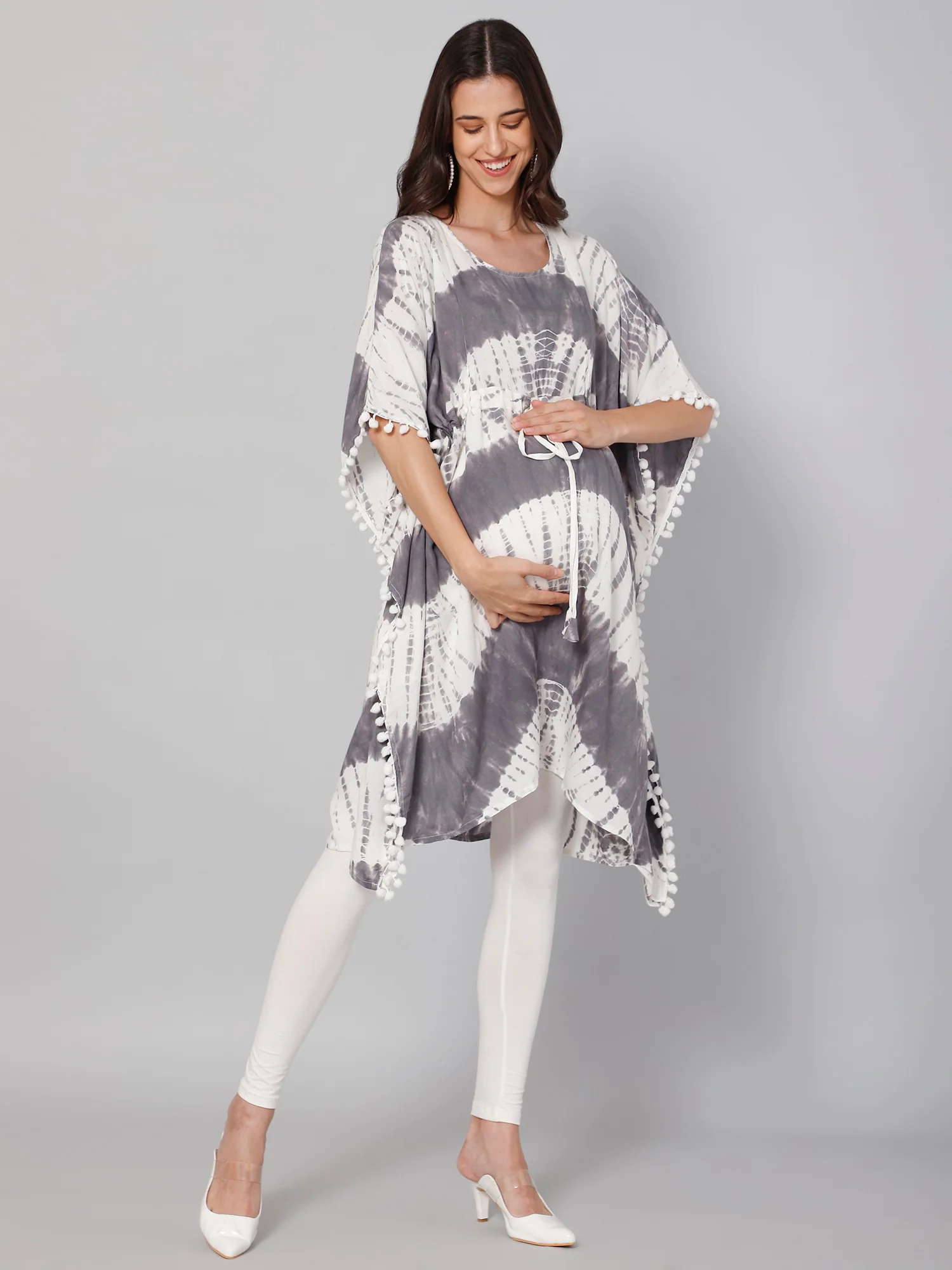Silvery Maternity Nursing Kaftan Long Top - Image 6