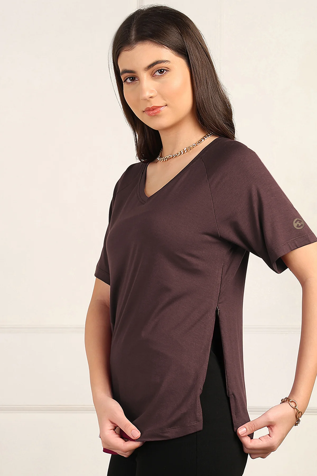 Dark Chocolate Maternity Nursing Top & Shorts Set - Image 6