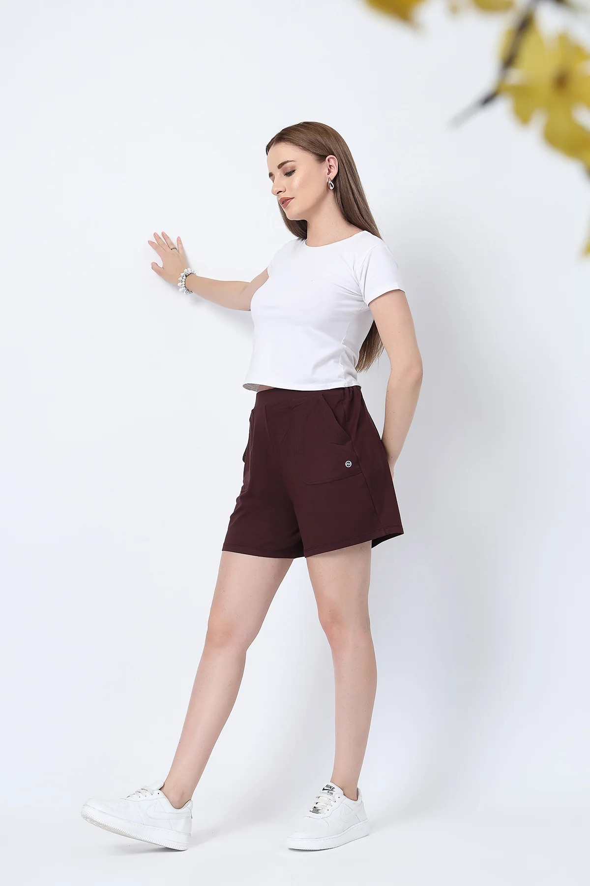 Dark Chocolate Mid-Rise Maternity Shorts (Pregnancy & Postpartum) - Image 8