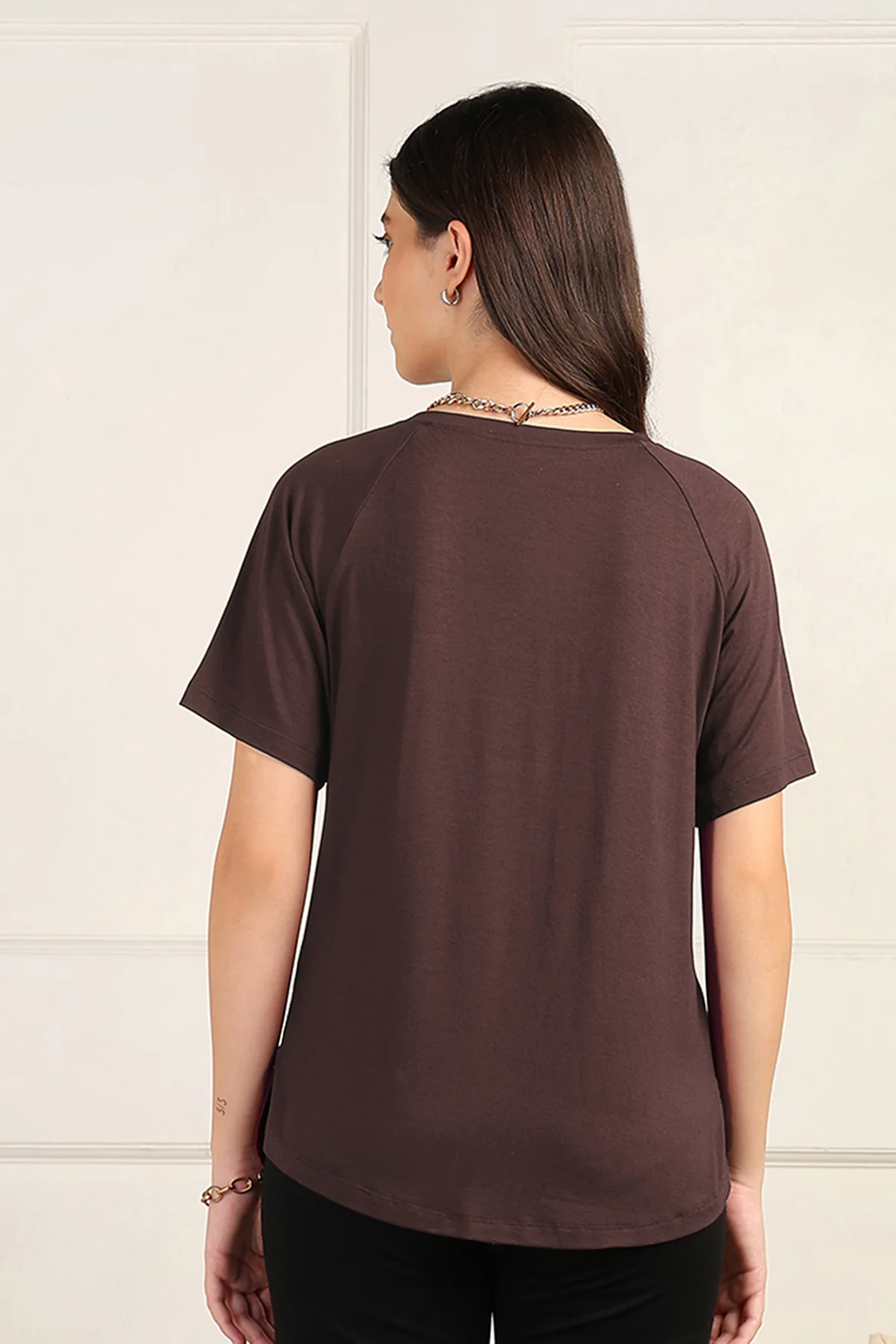Dark Chocolate Solid Nursing Top with Side Zip Access - Image 4