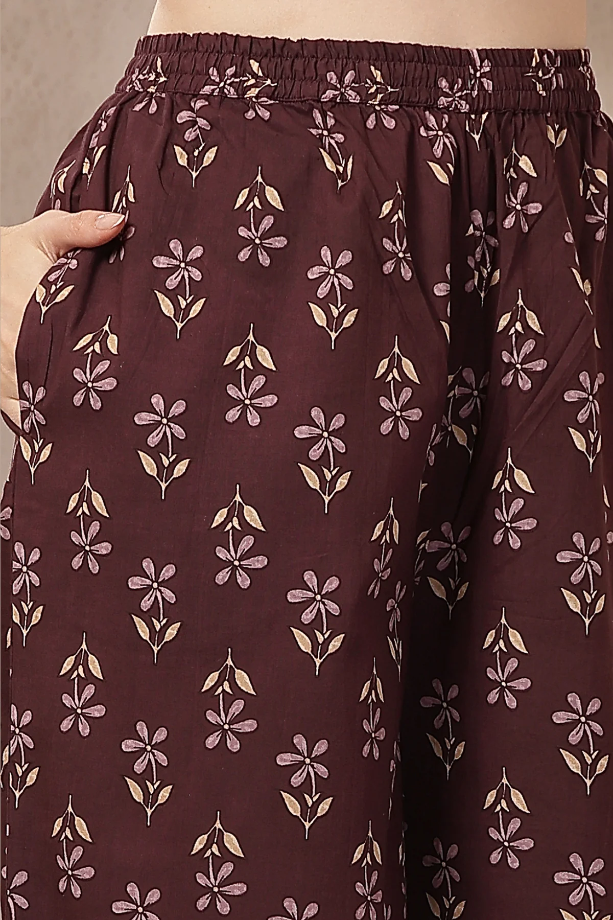 Dark Plum 100% Cotton Concealed Zip Feeding Maternity Kurta Set with Dupatta - Image 5