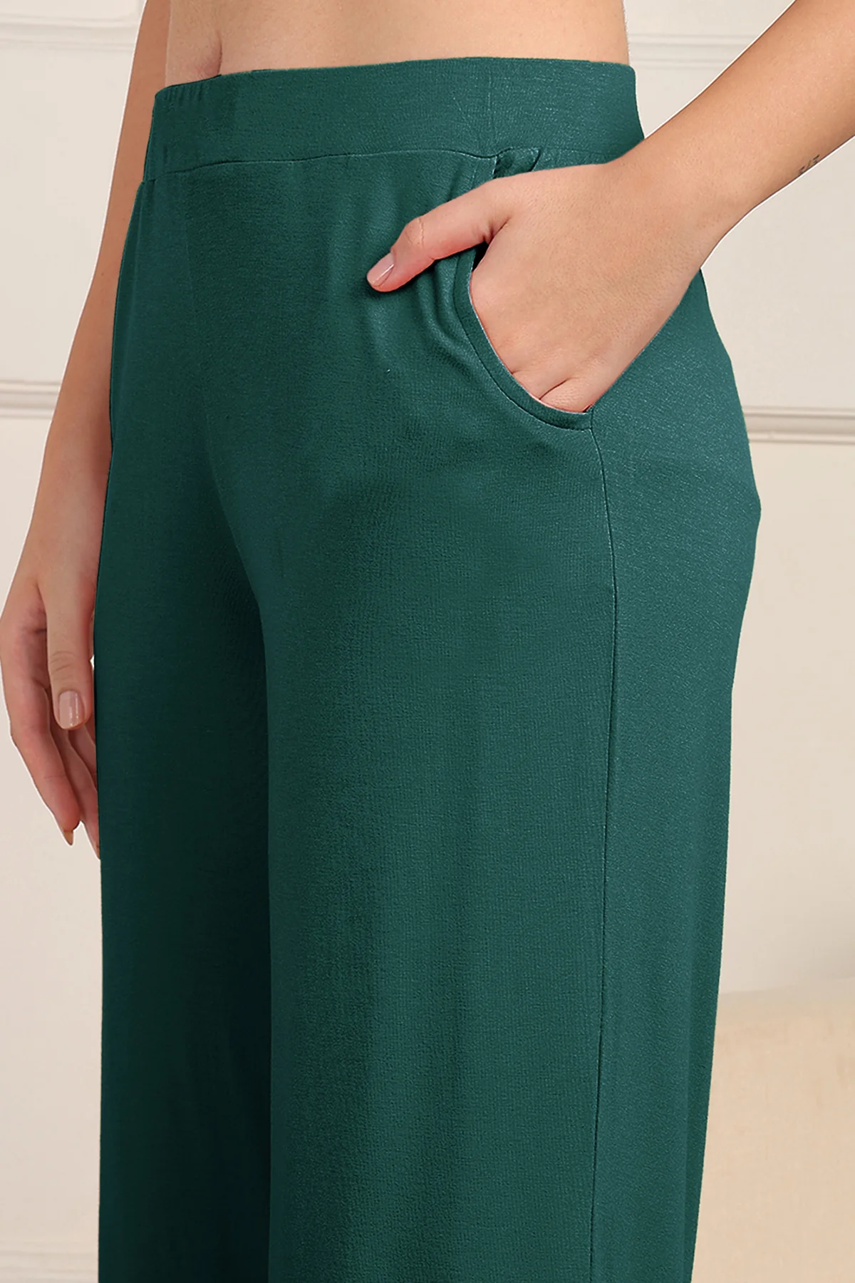 Deep Emerald High Waist Maternity Palazzo - Image 4