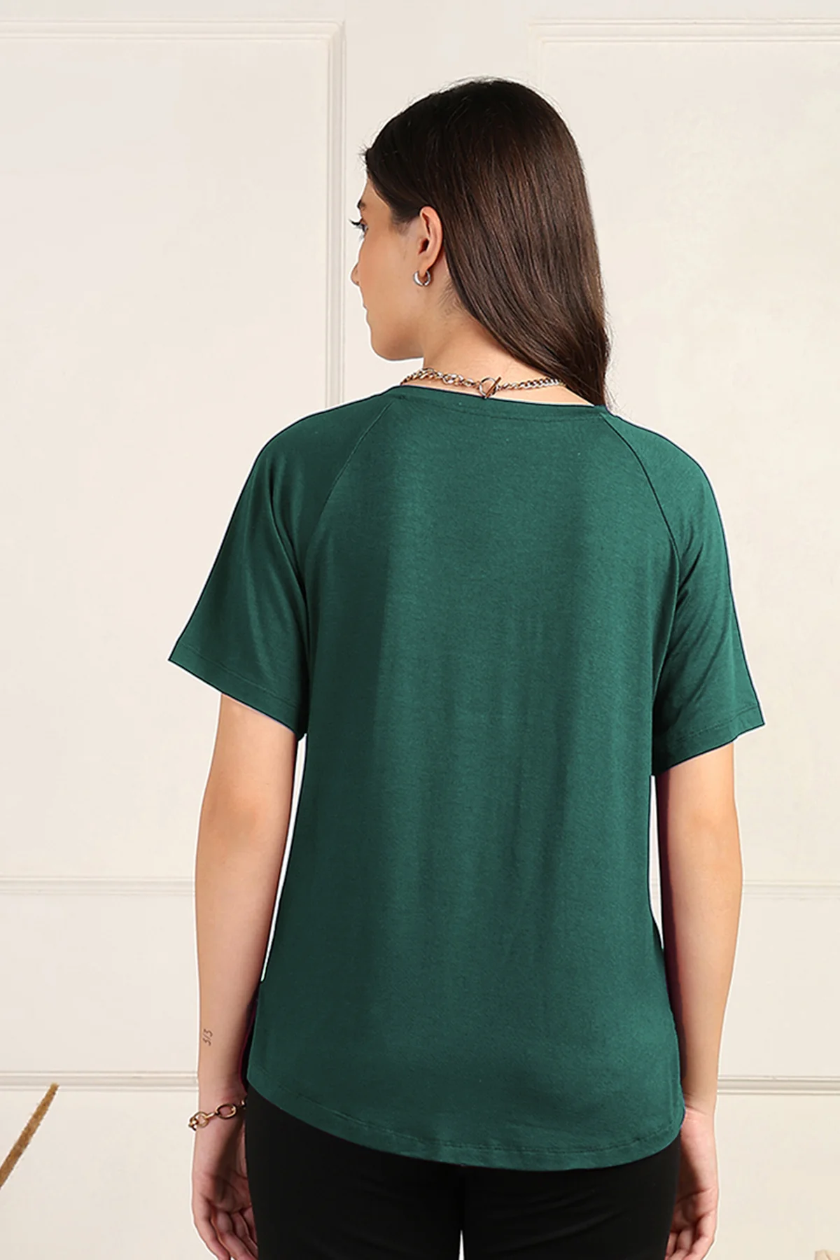 Deep Emerald Solid Nursing Top with Side Zip Access - Image 3