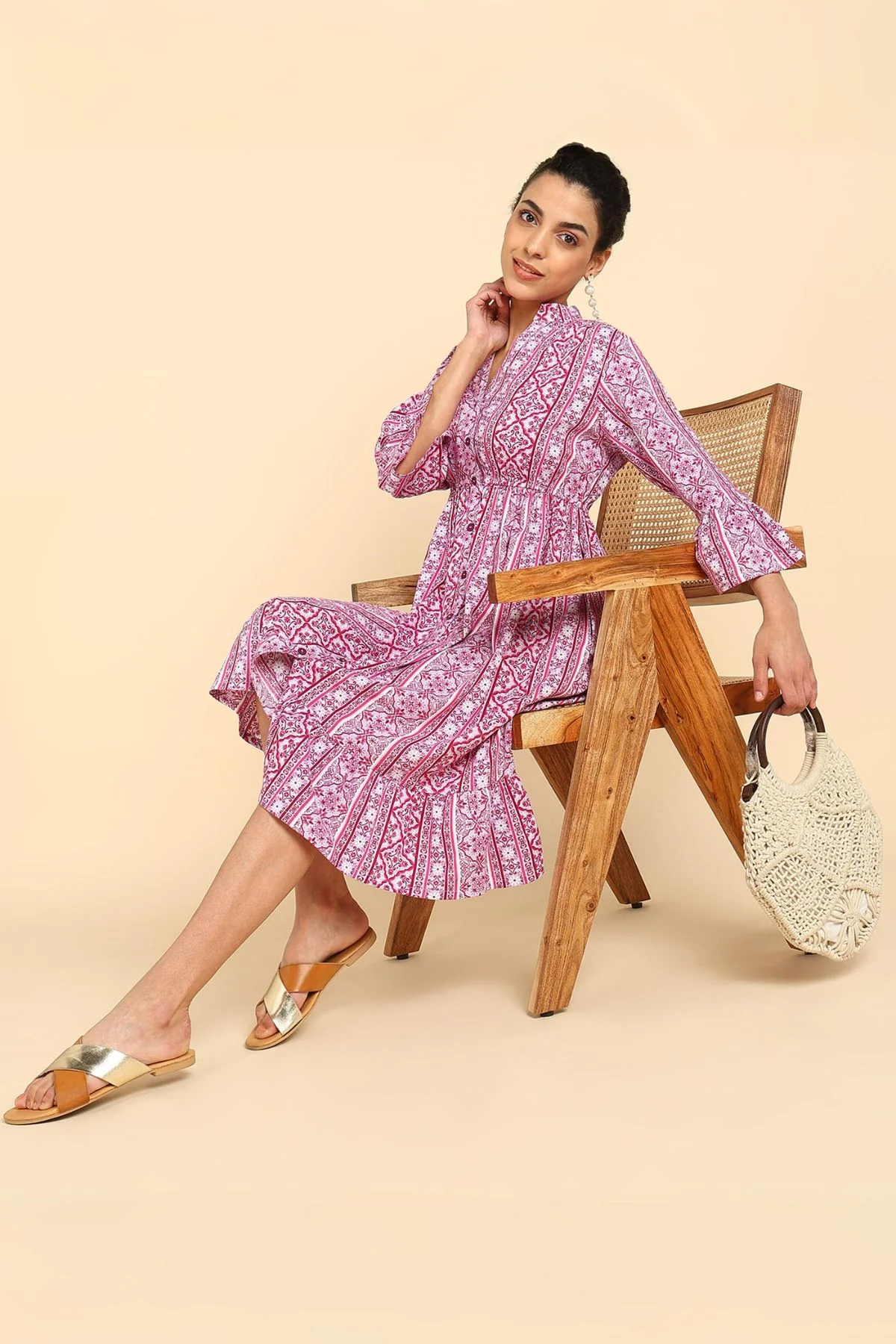 Deep Fuschia Tiered Shirt Dress for Zipless Feeding - Image 9