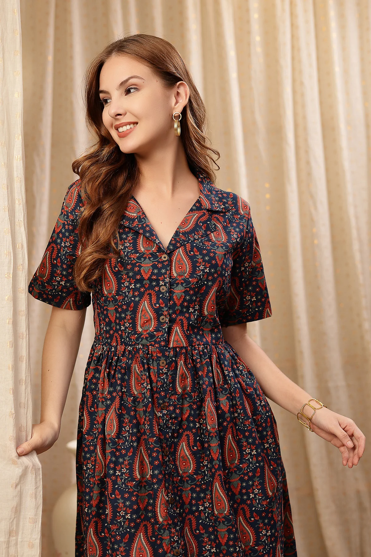 Deep Navy Zipless Maternity Lapel Dress with Pockets - Image 9