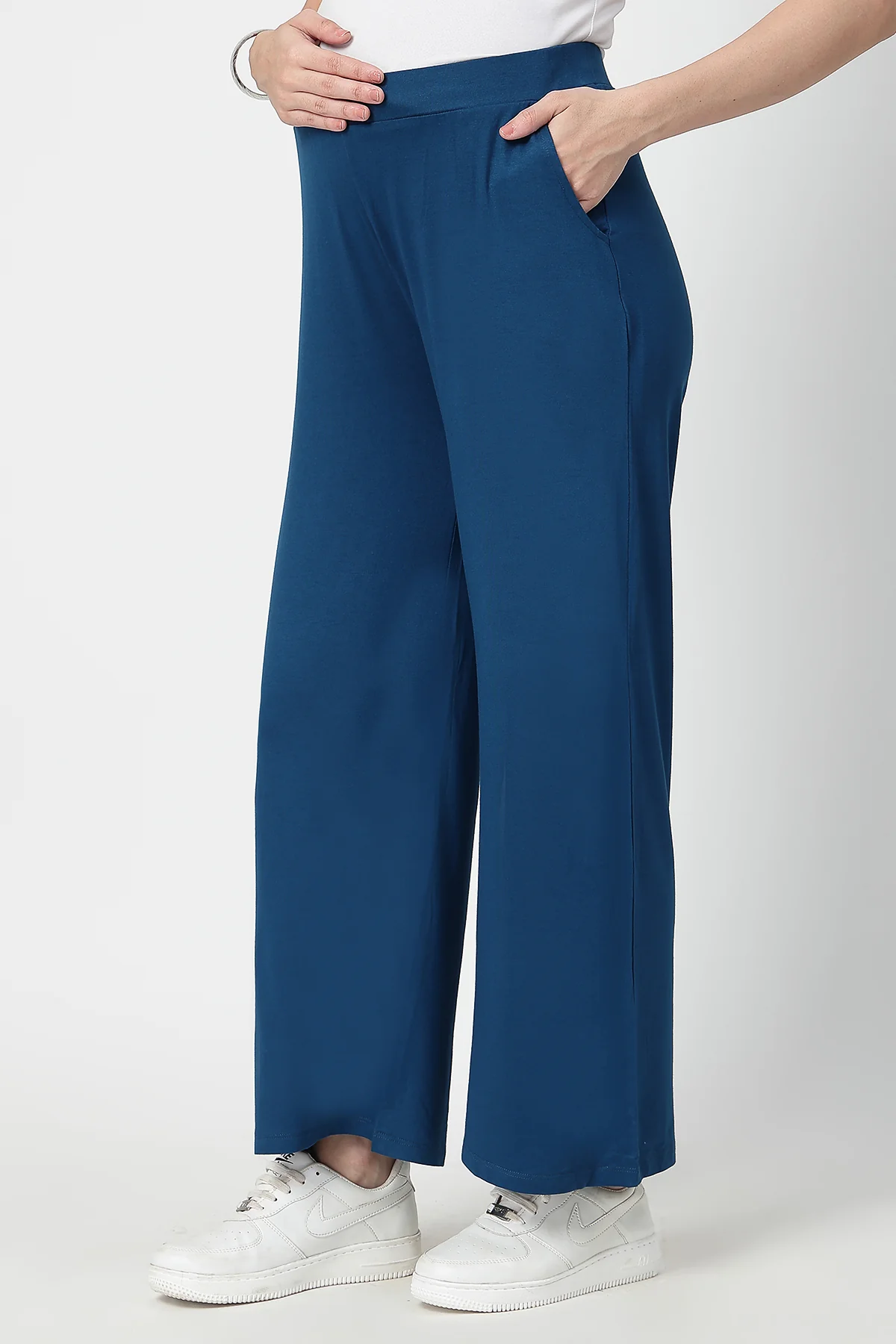 Deep Teal High Waist Maternity Palazzo - Image 4