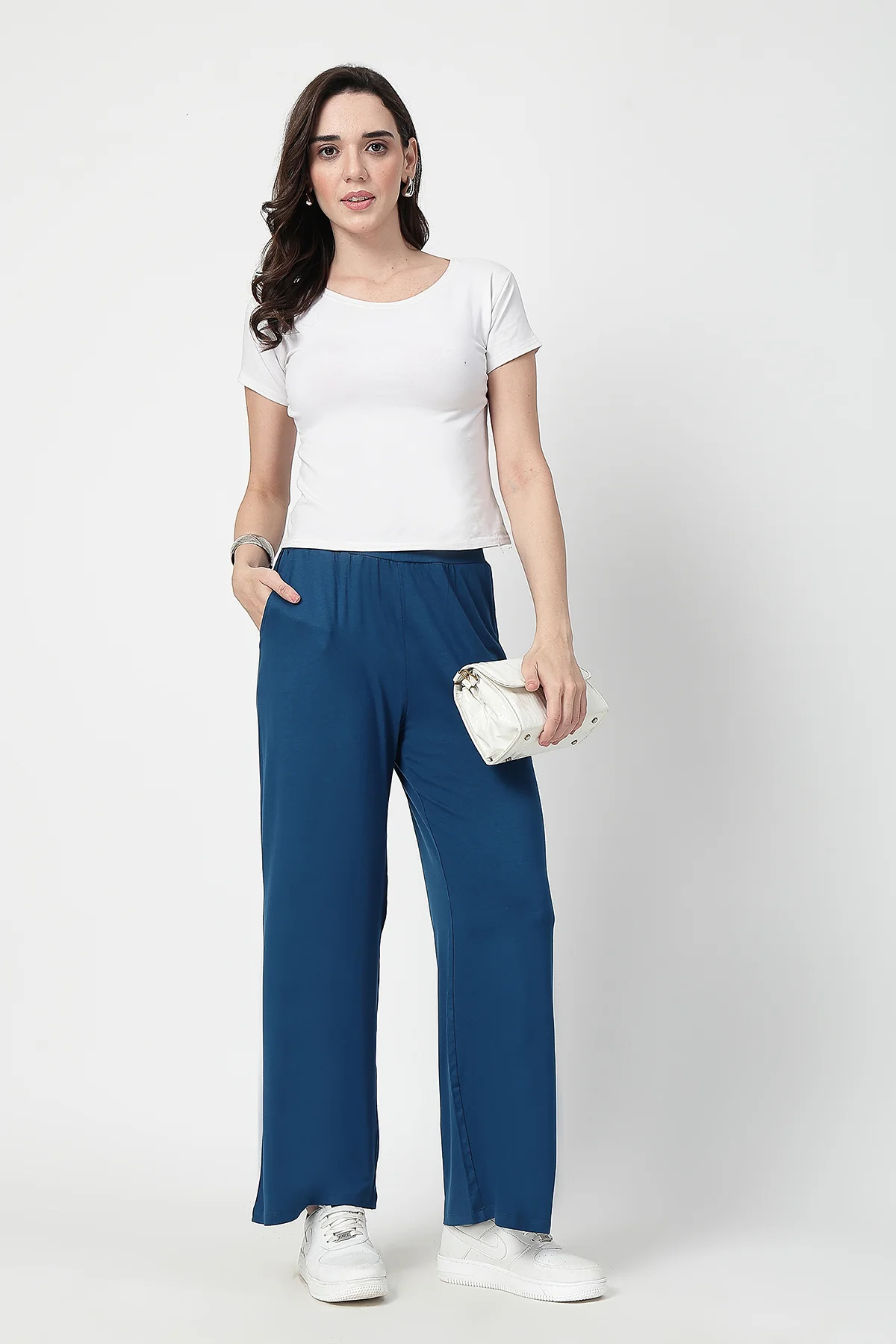 Deep Teal High Waist Maternity Palazzo - Image 8