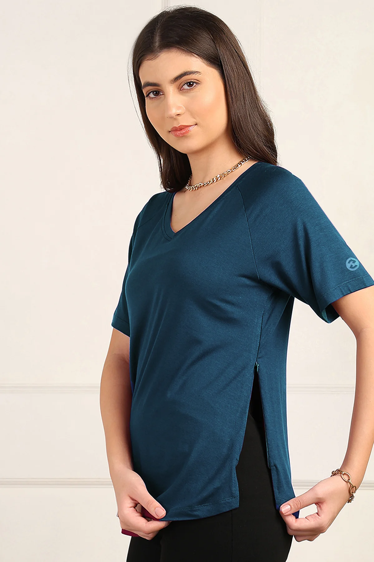 Deep Teal Maternity Nursing Top & Shorts Set - Image 6