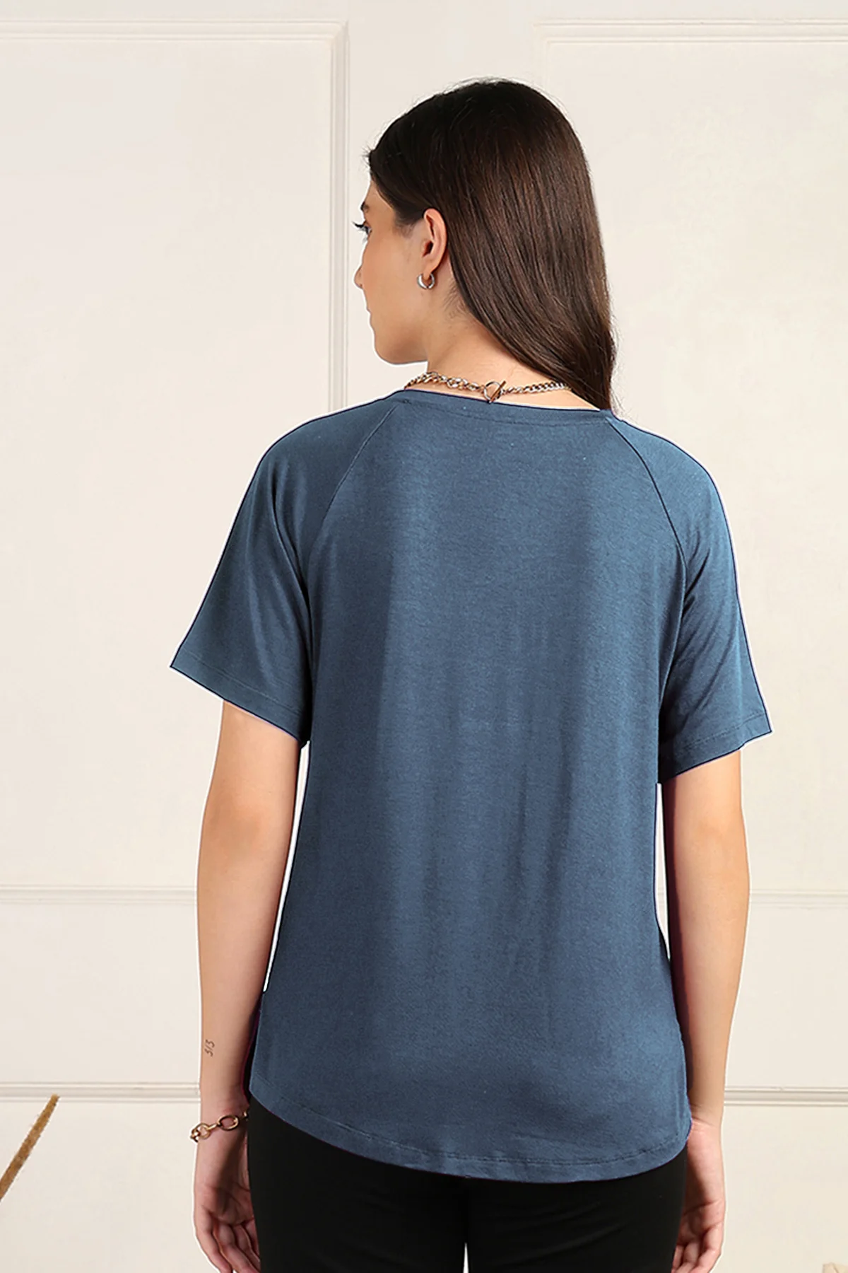 Denim Blue Maternity Nursing Top & Shorts Set - Image 13