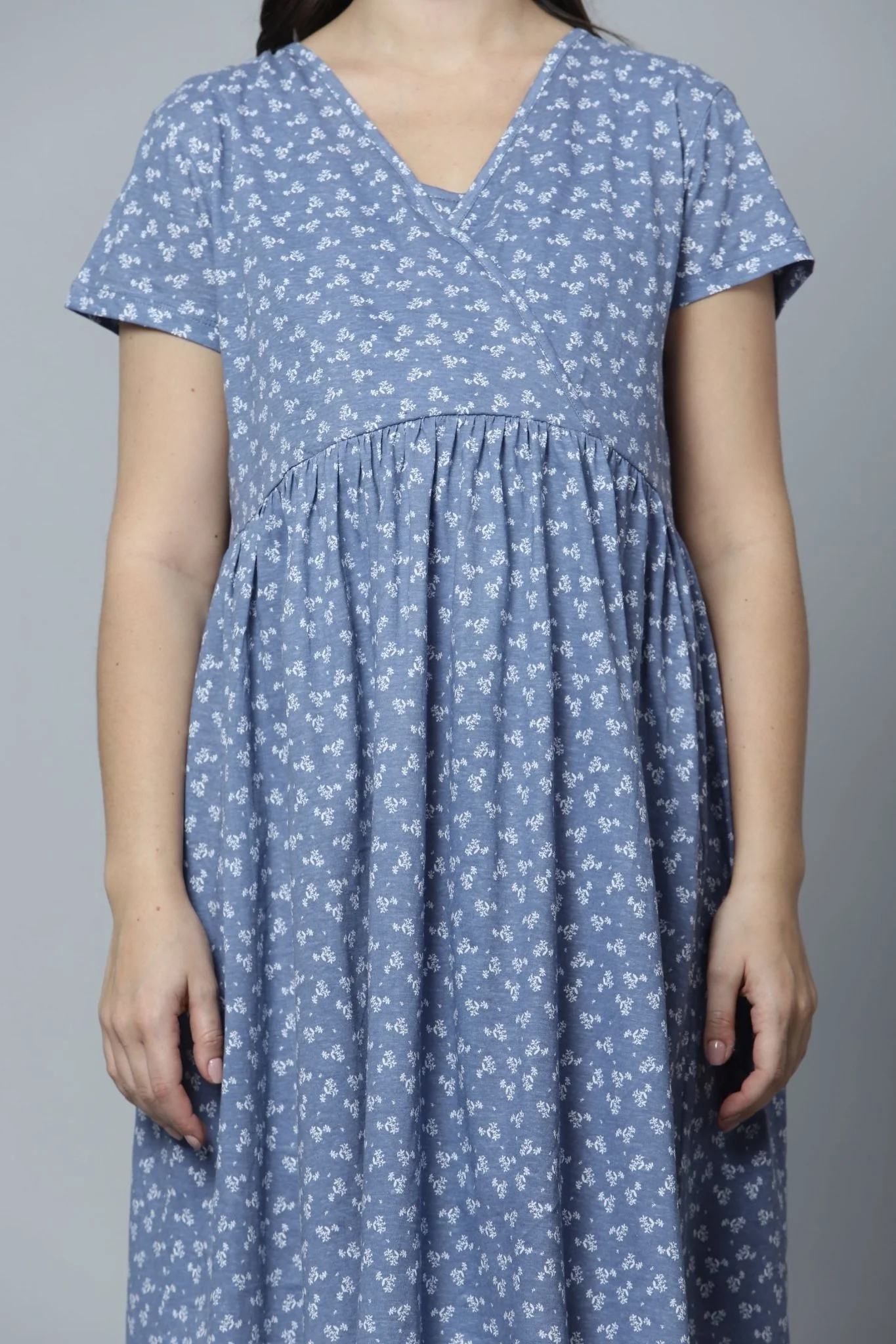 Denim Blue Zipless Feeding Dress with Side Pocket - Image 2
