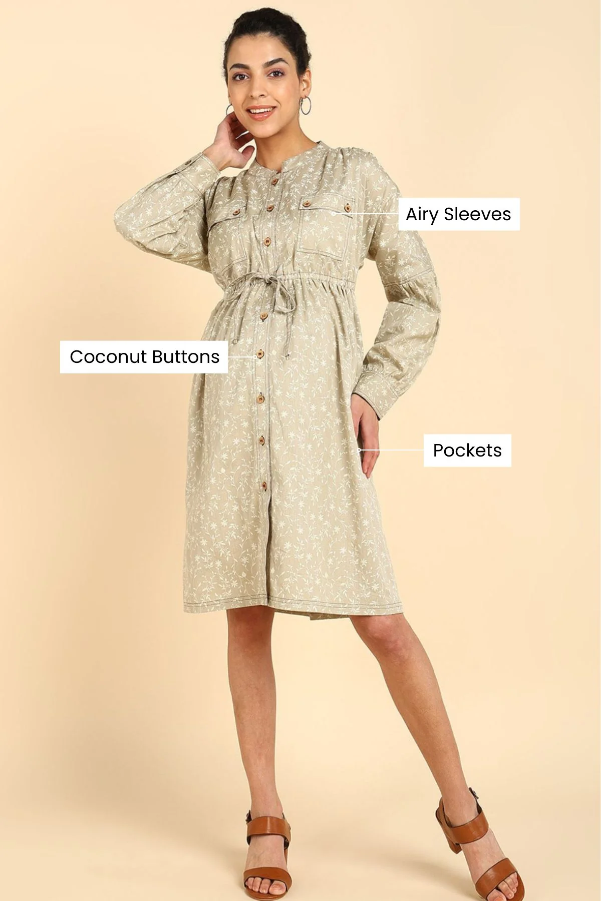 Ditsy Traveller's 100% Cotton Zipless Maternity Dress - Image 4