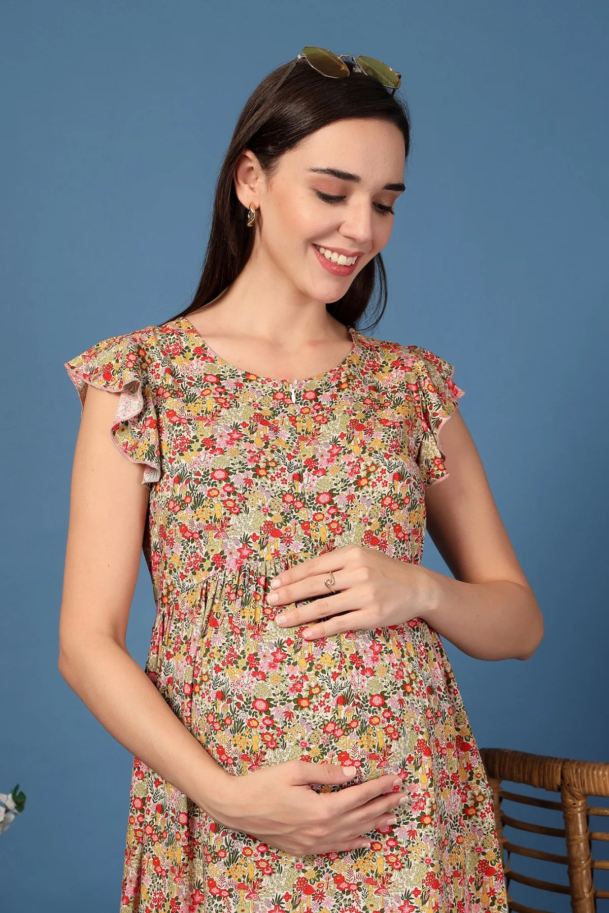 Ditsy Yellow Floral Bloom Zip Feeding Dress - Image 5