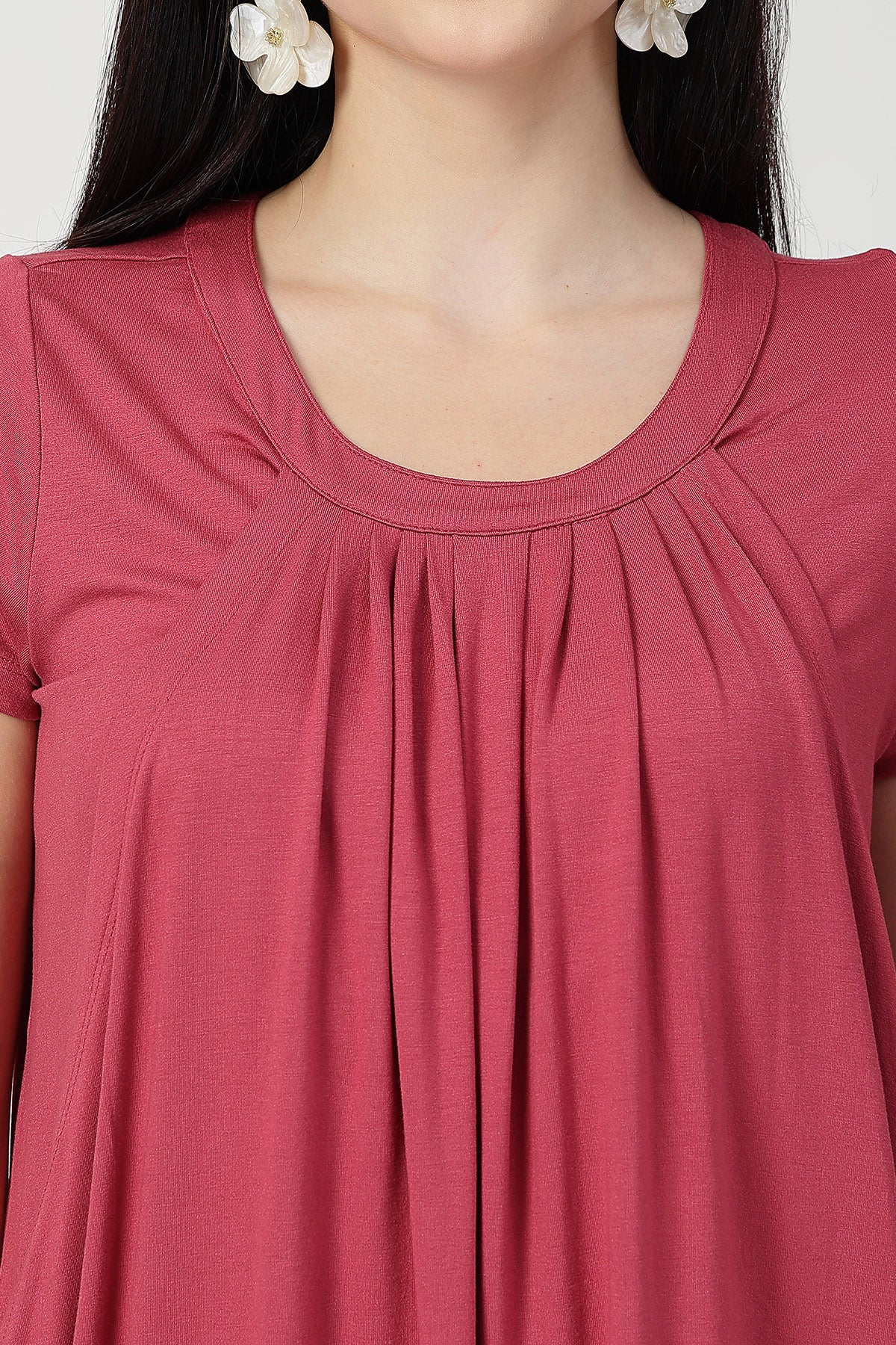 Dusty Rose Pleated Zipless Nursing Top - Image 7