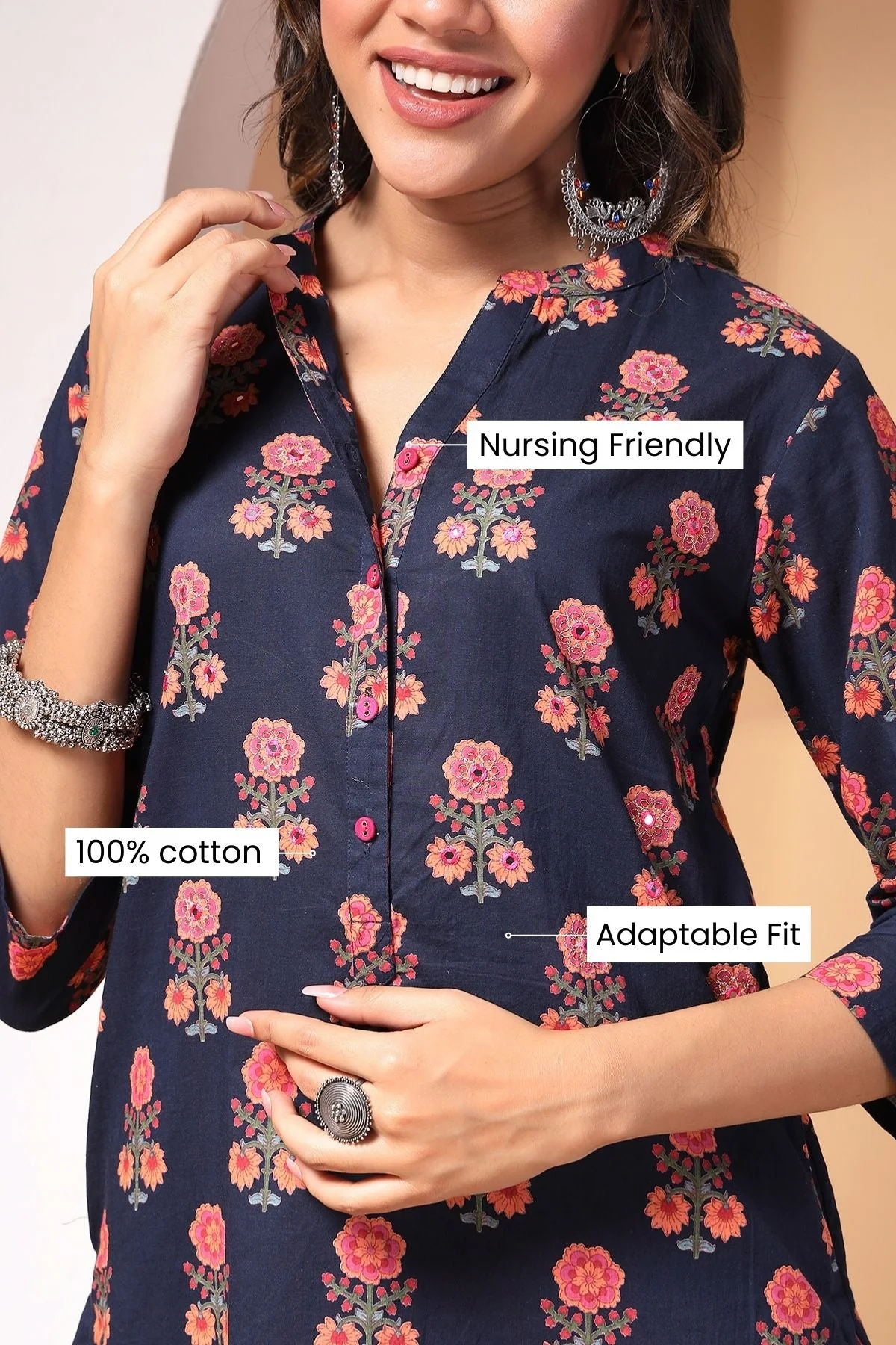 Eden Ensemble Zipless Maternity Feeding Kurta Set - Image 11