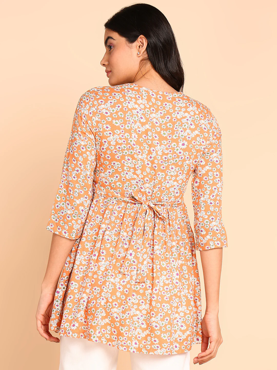 Elsa Cantaloupe Maternity Short Top with Pocket - Image 8