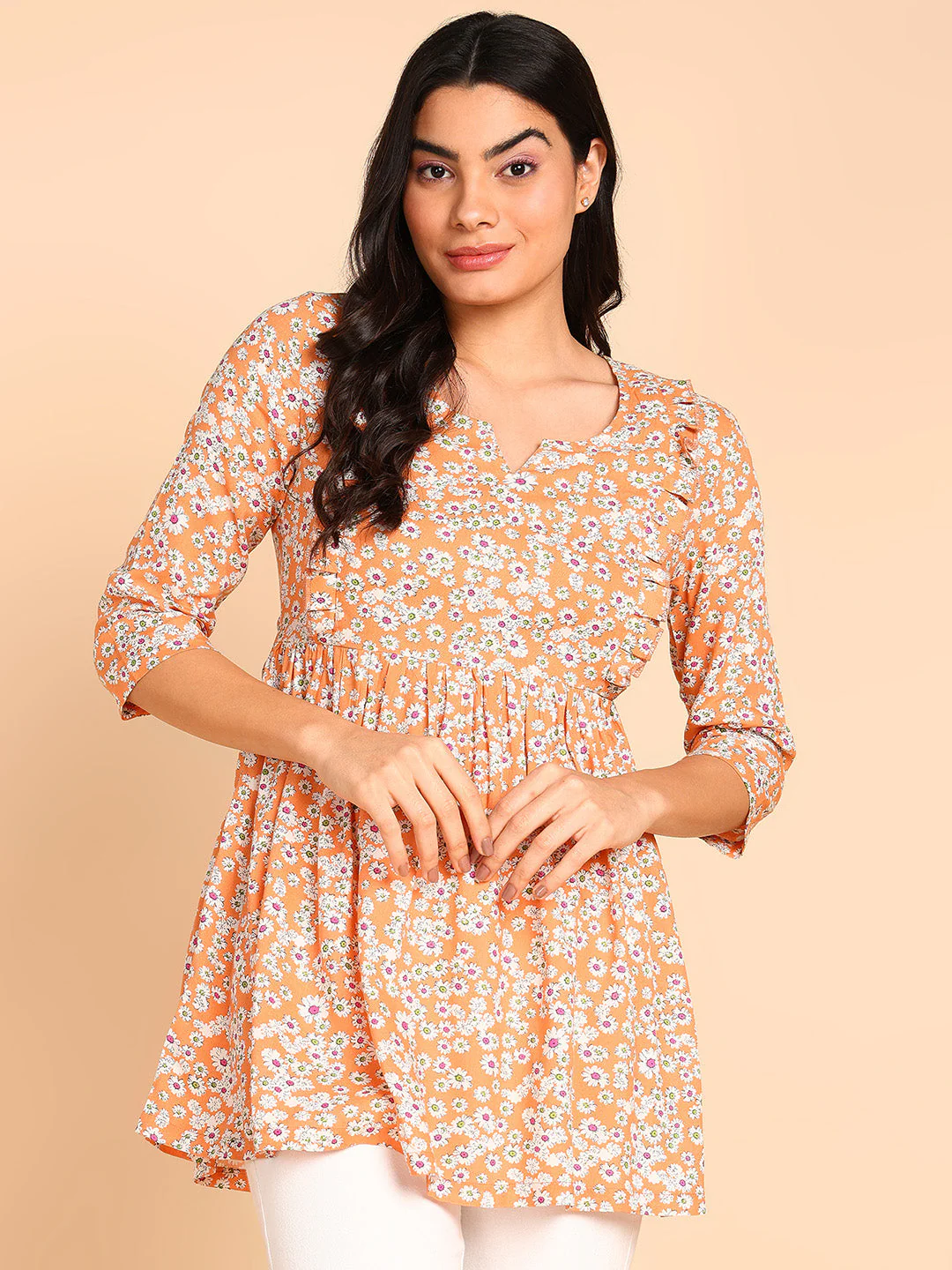 Elsa Cantaloupe Maternity Short Top with Pocket - Image 9