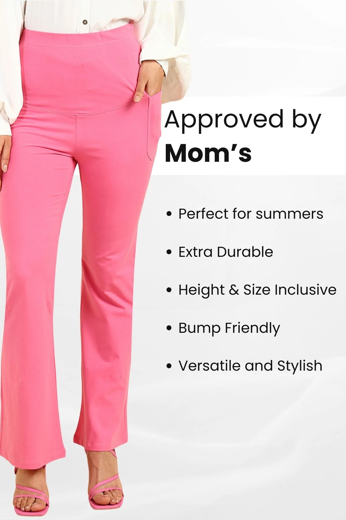 Fit & Flare Cotton Pink Maternity Pants (Pregnancy & Postpartum) - Image 5