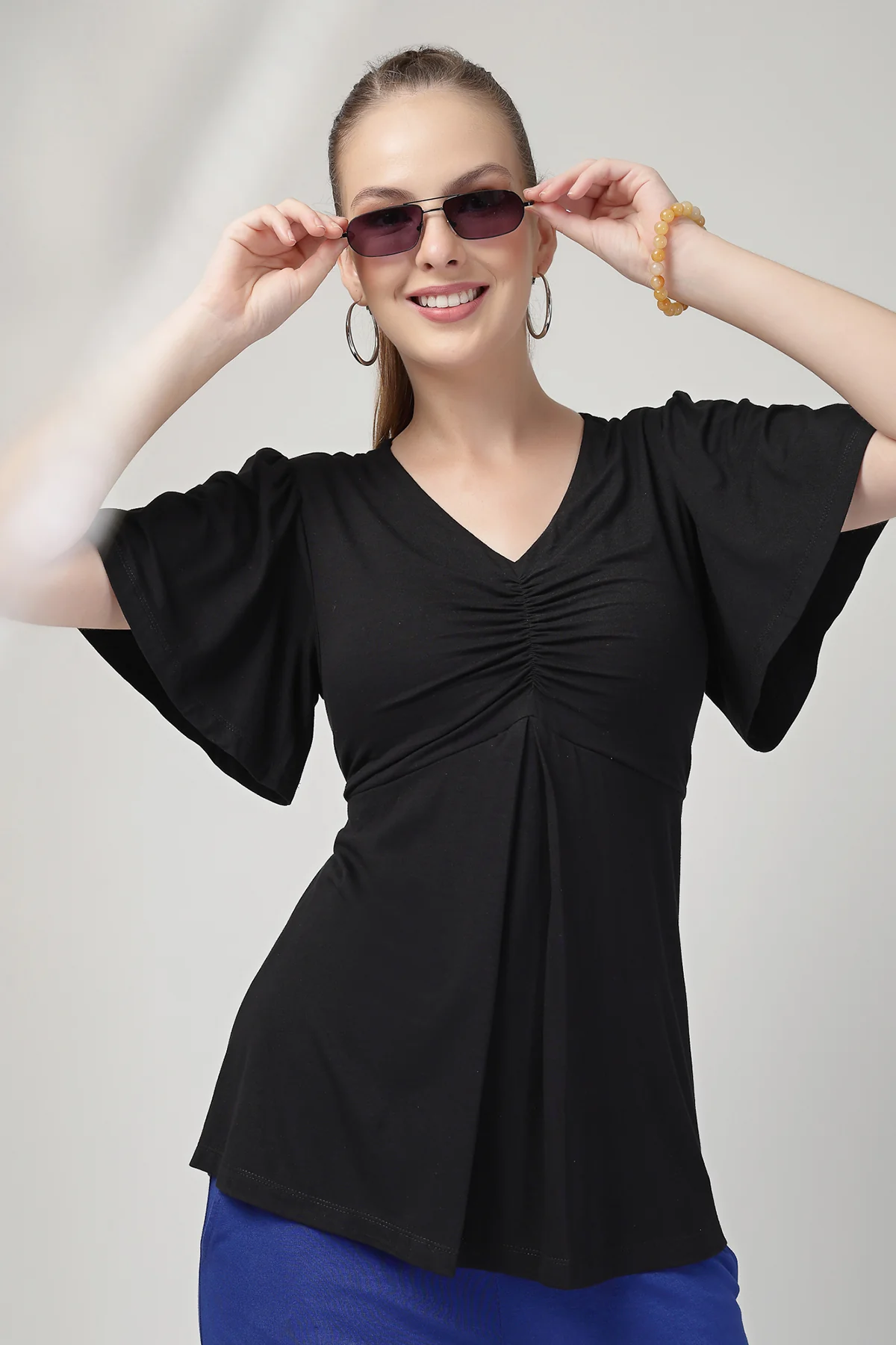 Feeding top with in-built bra - Black - Image 2