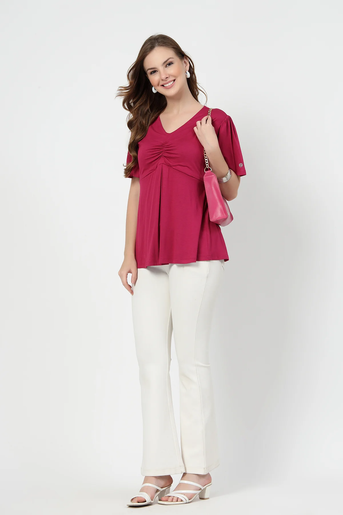 Feeding top with in-built bra - Deep Rose - Image 11