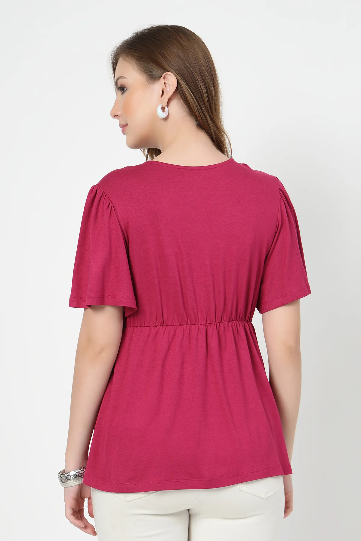 Feeding top with in-built bra - Deep Rose - Image 3