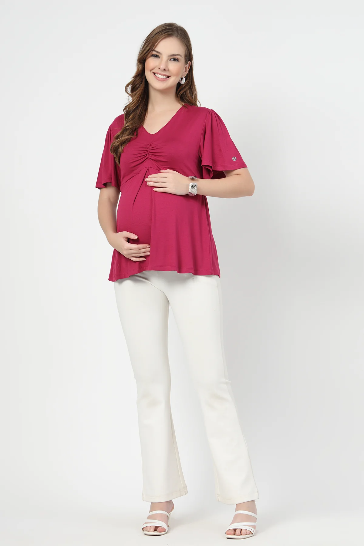 Feeding top with in-built bra - Deep Rose - Image 4
