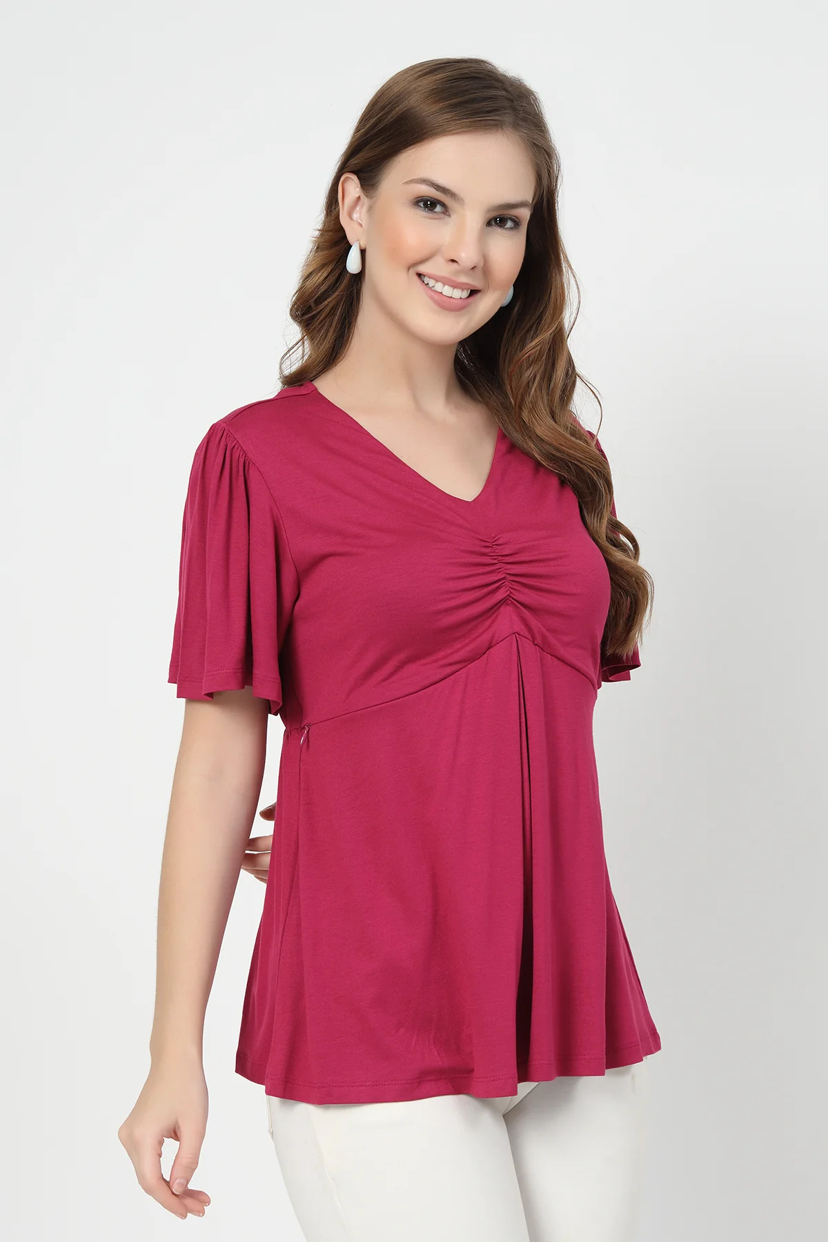 Feeding top with in-built bra - Deep Rose - Image 7