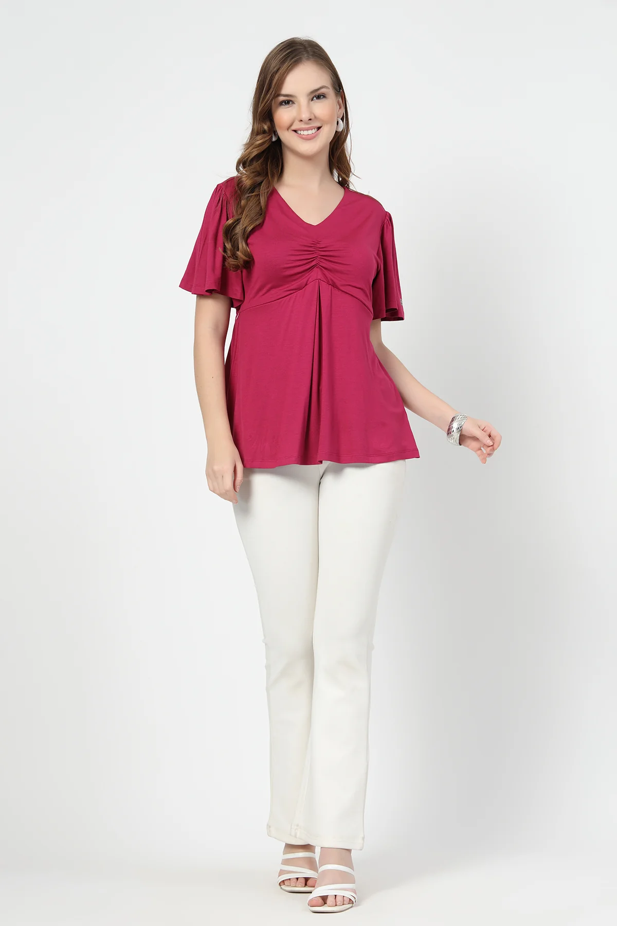 Feeding top with in-built bra - Deep Rose - Image 9