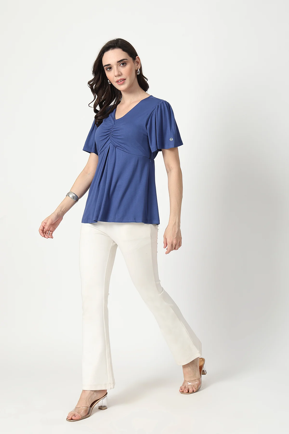 Feeding top with in-built bra - Denim Blue - Image 11
