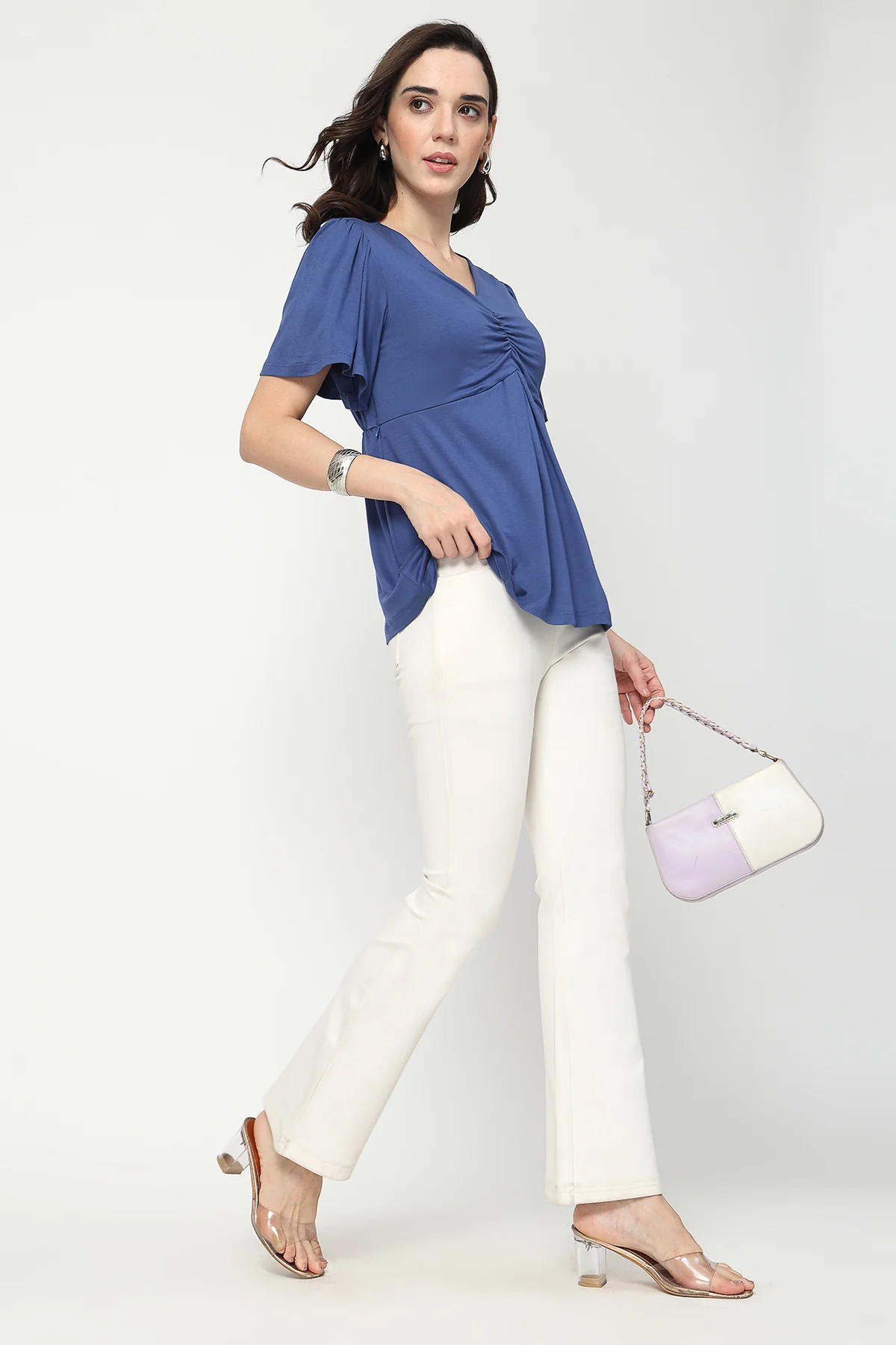 Feeding top with in-built bra - Denim Blue - Image 13