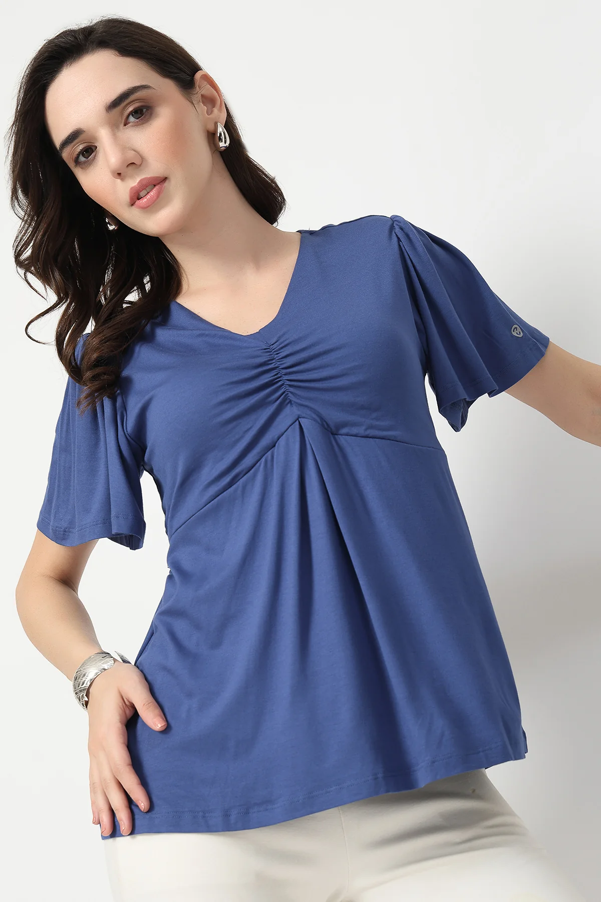 Feeding top with in-built bra - Denim Blue - Image 14