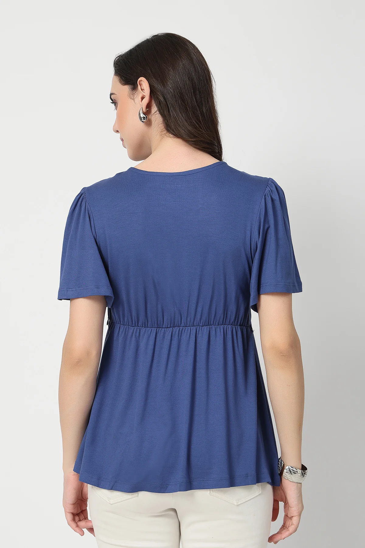 Feeding top with in-built bra - Denim Blue - Image 3