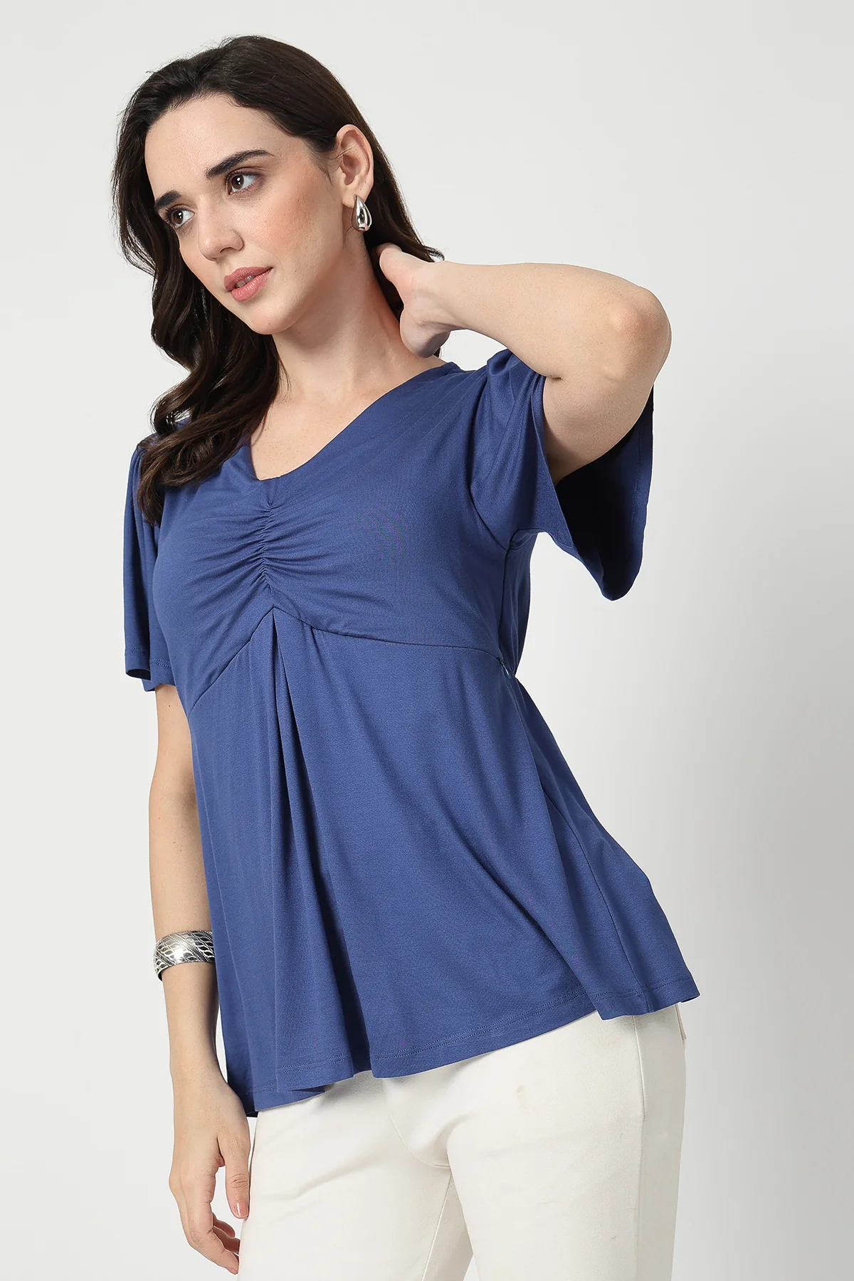Feeding top with in-built bra - Denim Blue - Image 7