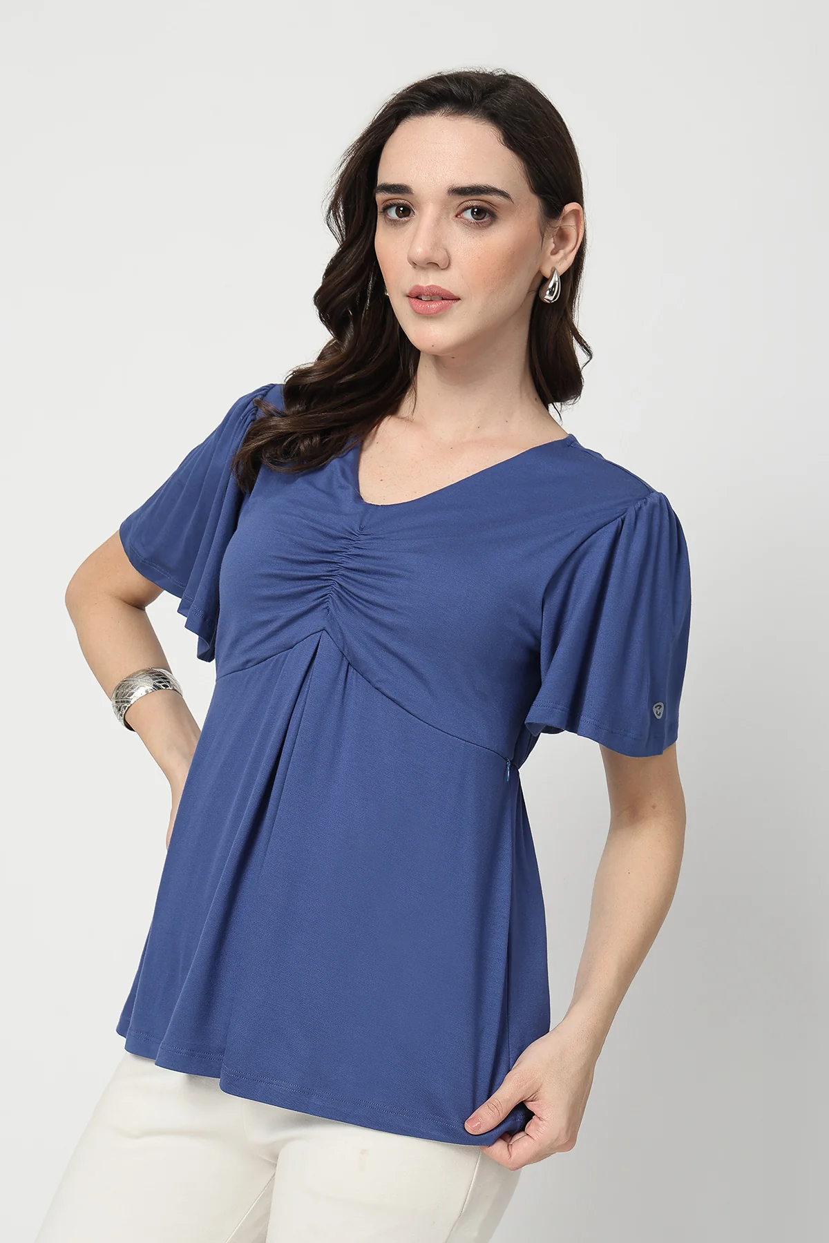Feeding top with in-built bra - Denim Blue - Image 9