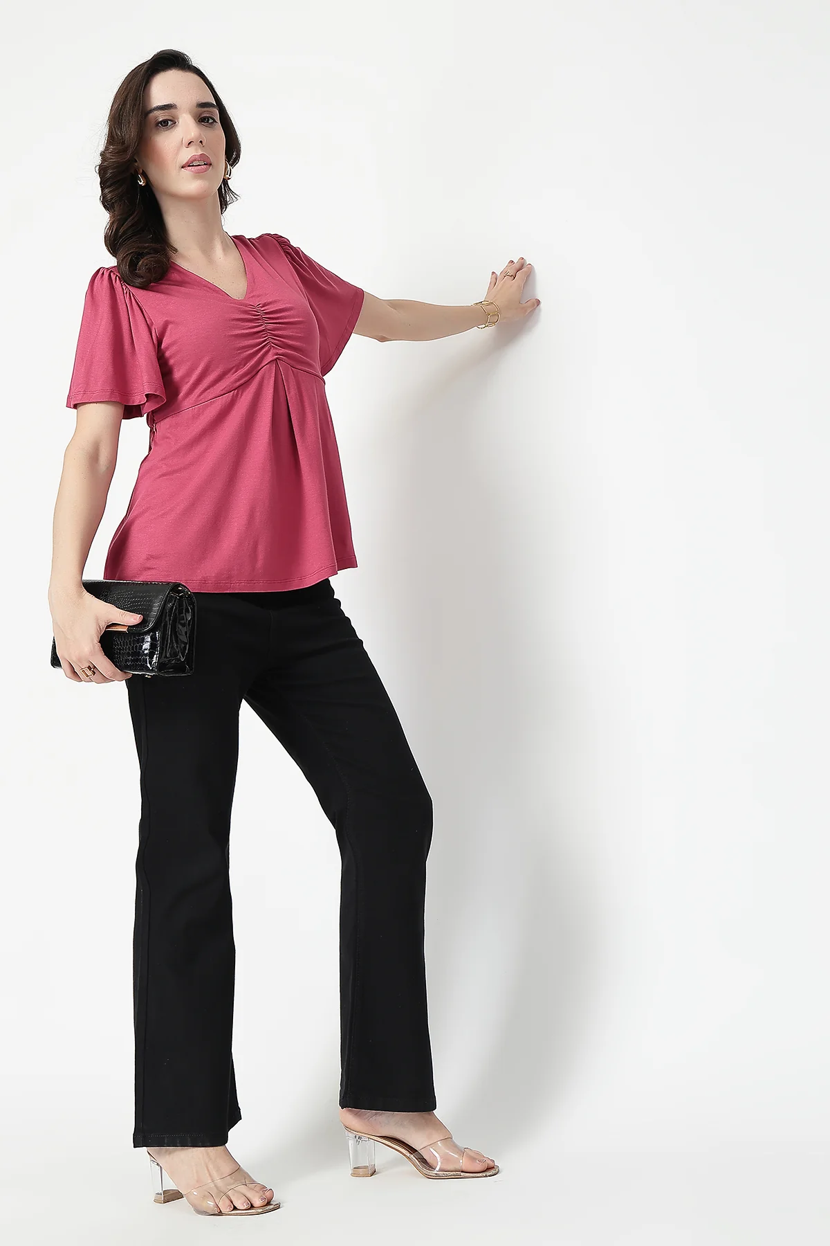 Feeding top with in-built bra - Dusty Rose - Image 10