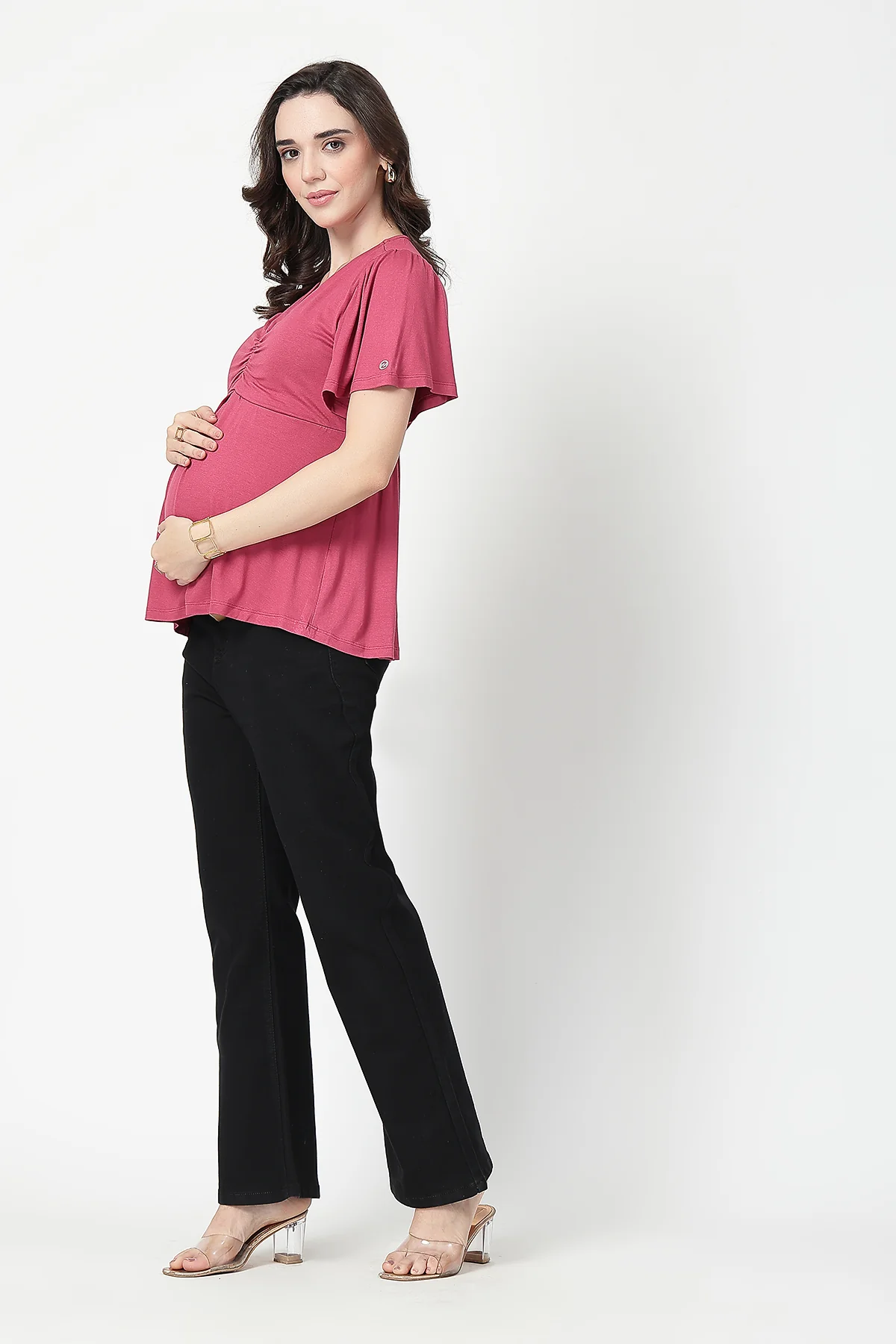 Feeding top with in-built bra - Dusty Rose - Image 13