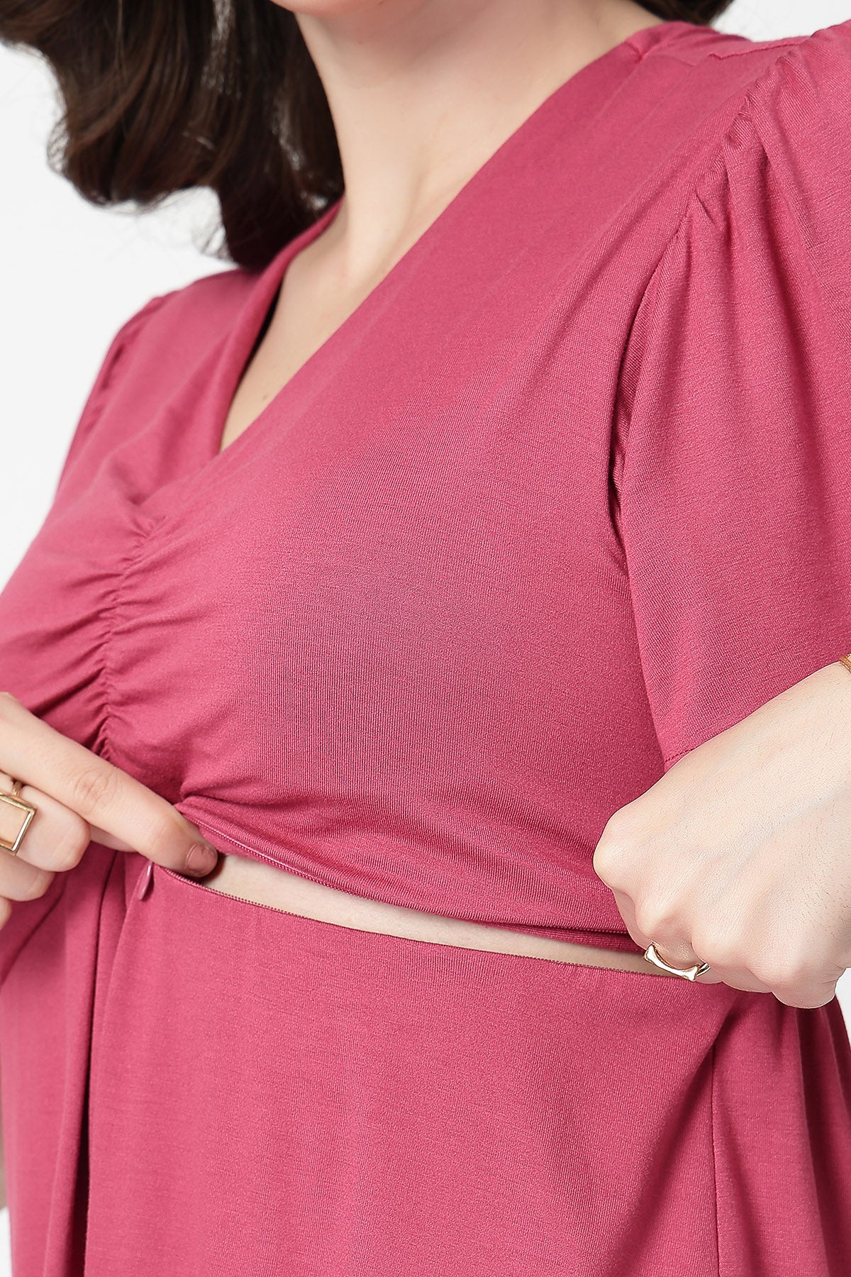 Feeding top with in-built bra - Dusty Rose - Image 2