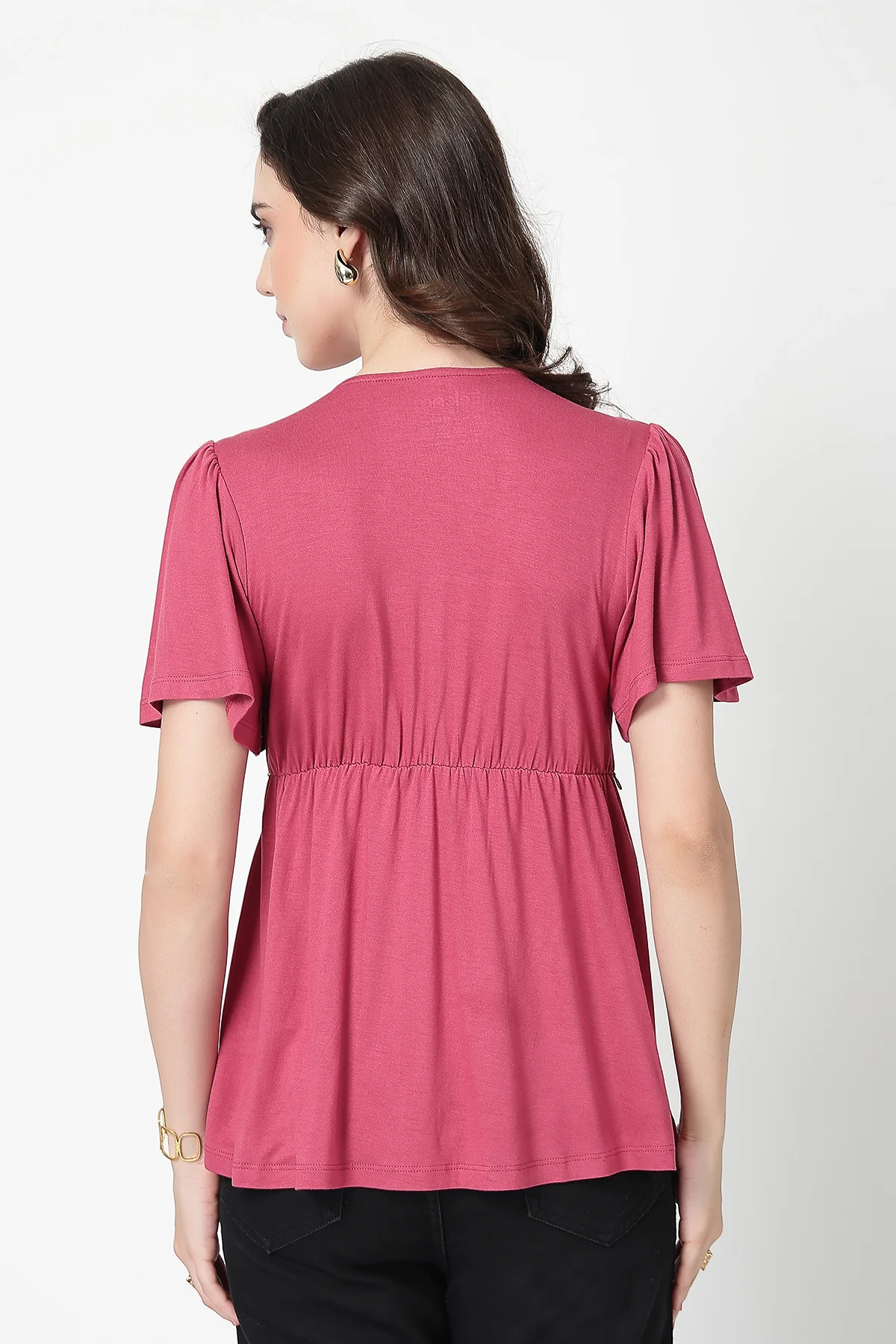 Feeding top with in-built bra - Dusty Rose - Image 3