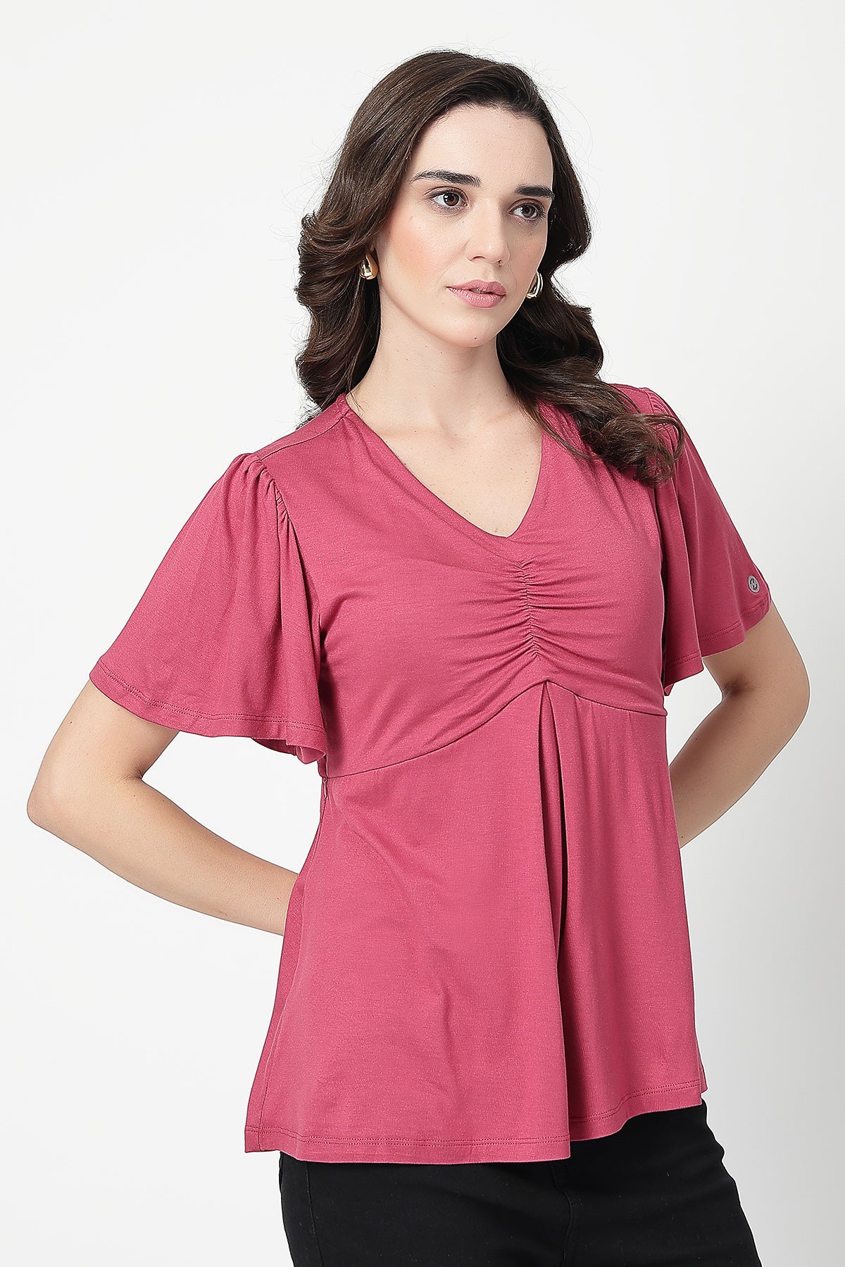 Feeding top with in-built bra - Dusty Rose - Image 7