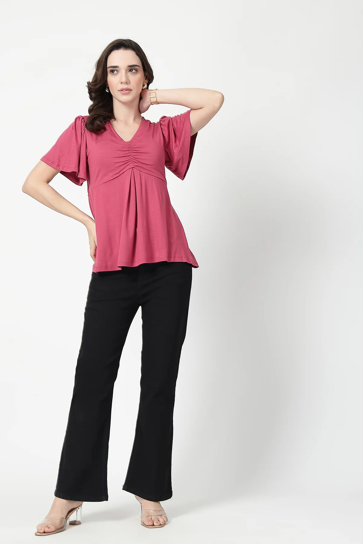 Feeding top with in-built bra - Dusty Rose - Image 8