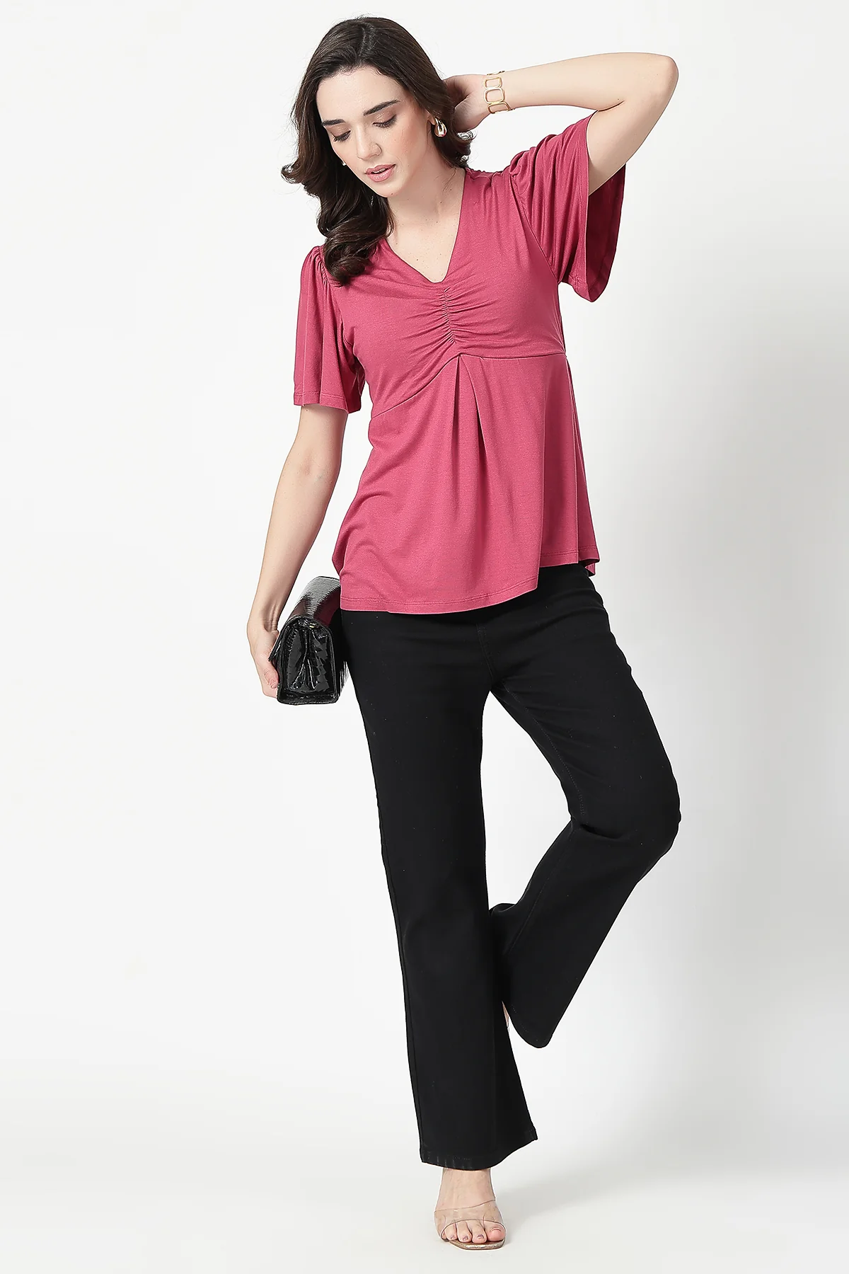 Feeding top with in-built bra - Dusty Rose - Image 9