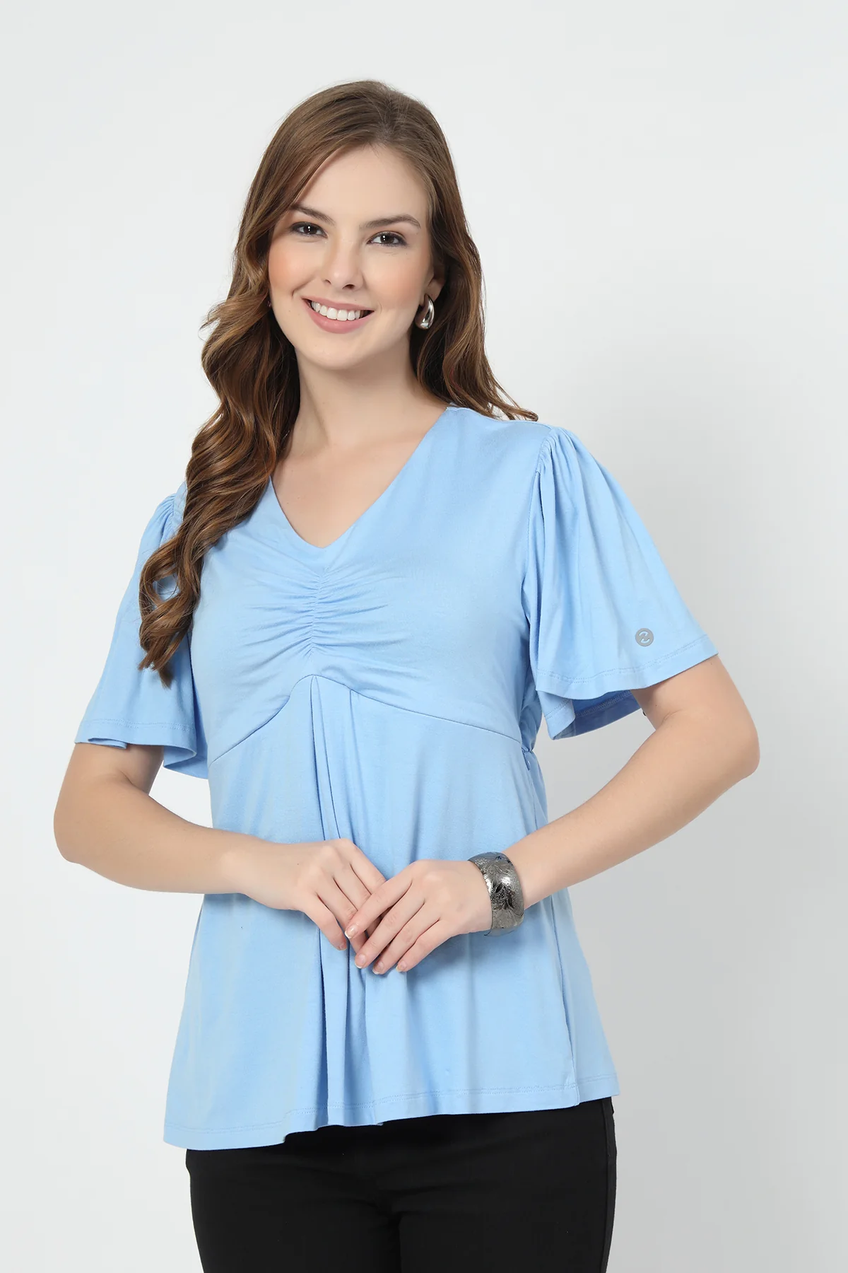 Feeding top with in-built bra - Ice Blue - Image 10