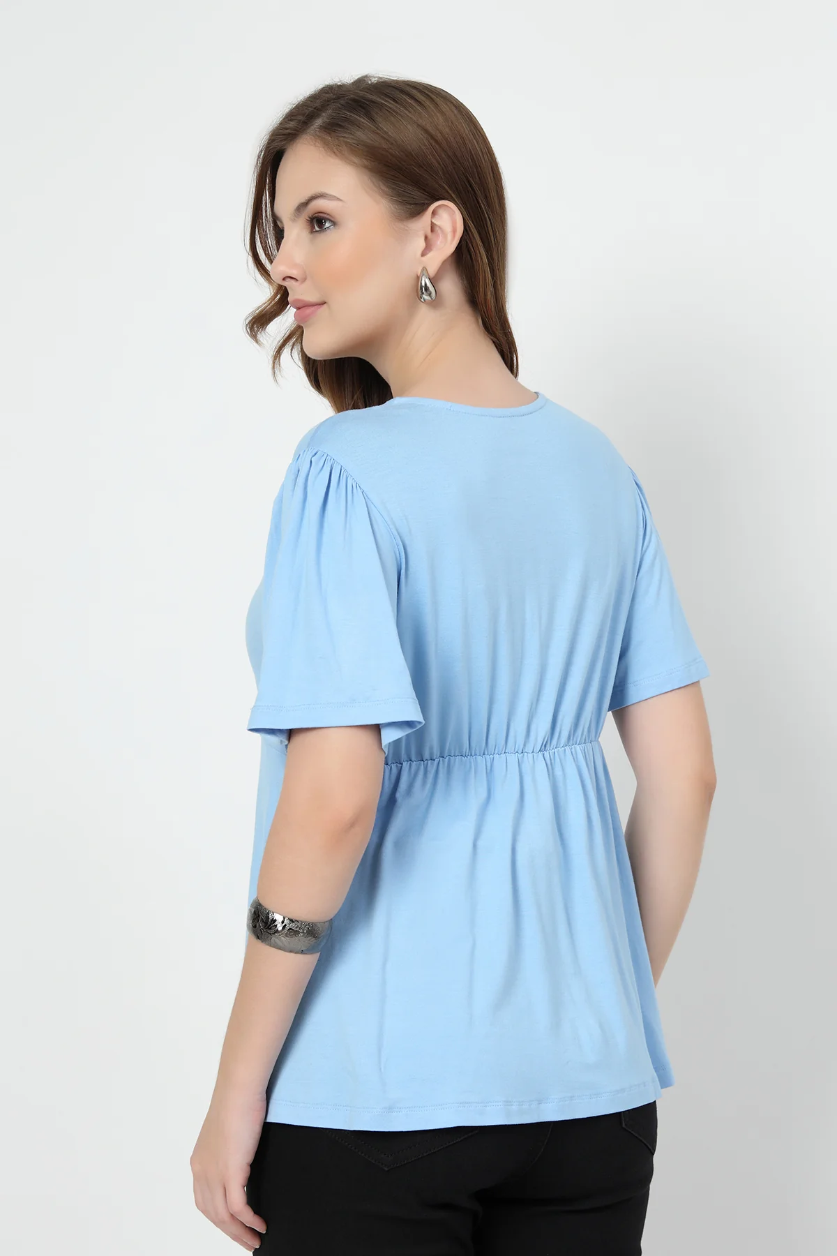Feeding top with in-built bra - Ice Blue - Image 3